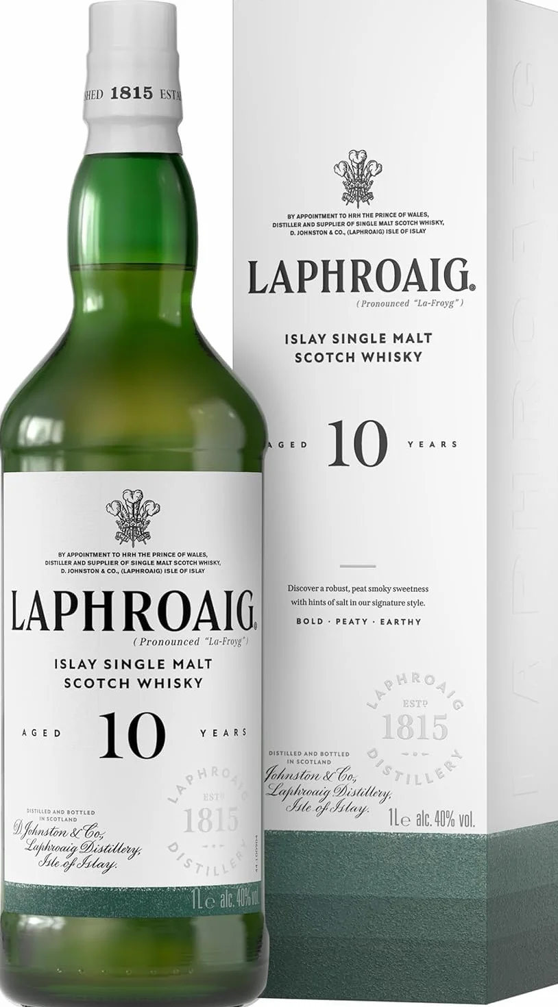 Laphroaig, Islay Single Malt Scotch Whisky 10 years, 100% orzo maltato - 1 bottiglia da 700ml
