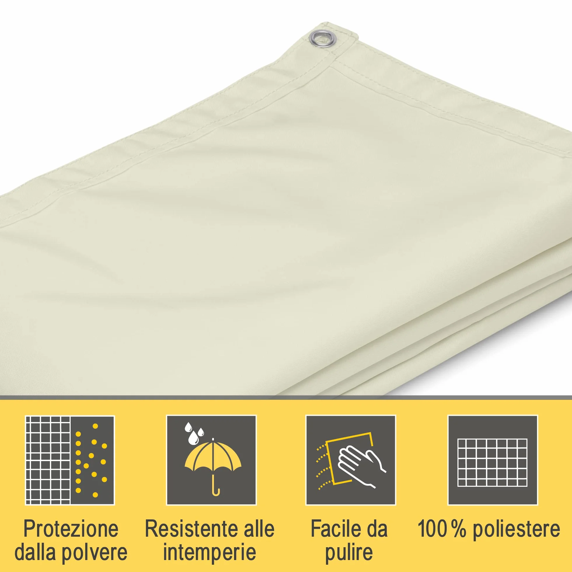 Sol Royal Frangivista e Telo Frangivento per Balconi 90x500 cm in 160g/m PES – Frangivista Balcone Impermeabile & Protezione UV – Schermi Privacy con Occhielli Crema – SolVision PB2