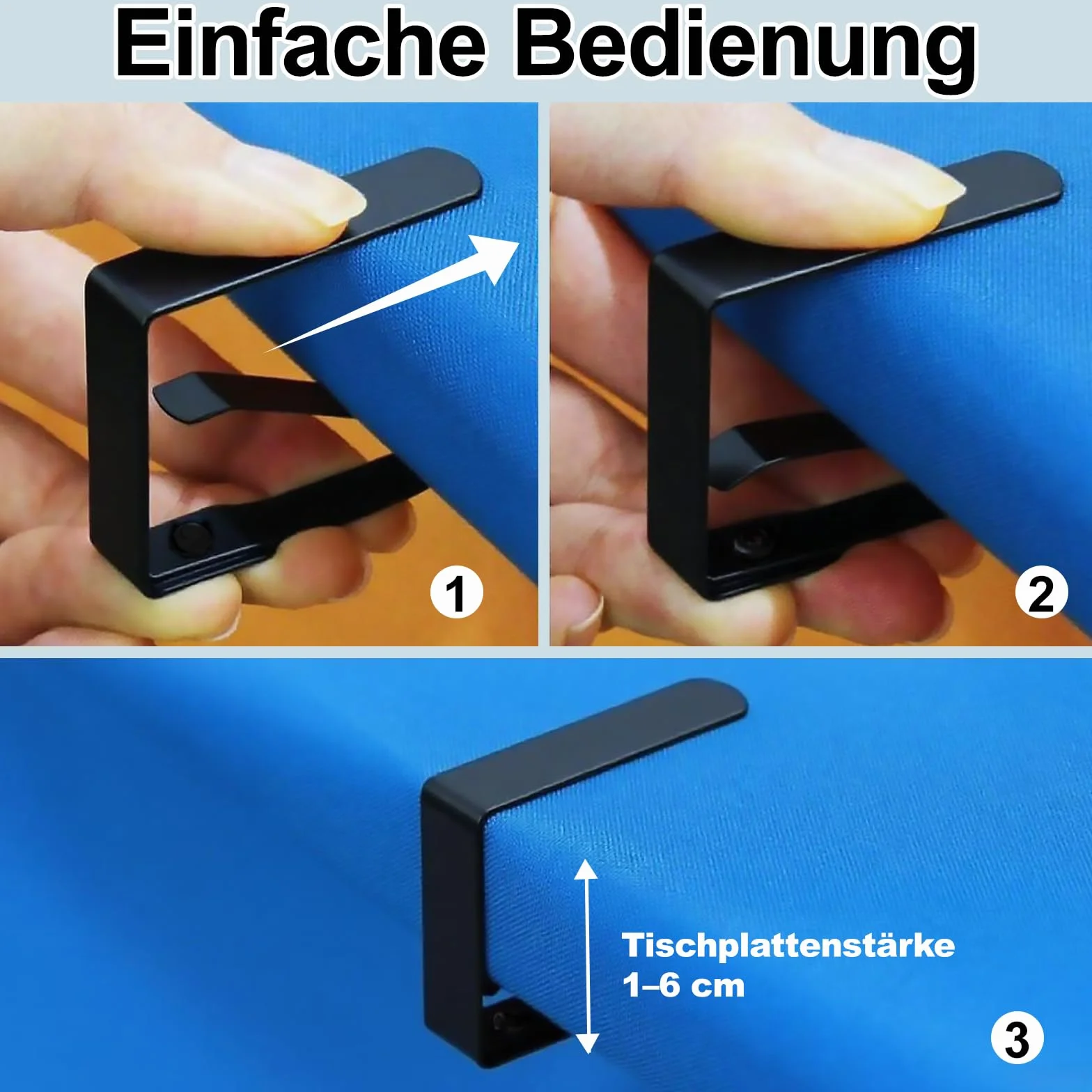 6 mollette per tovaglia in acciaio inox, 8 mollette da 7 cm, colore nero, per esterni, per giardini, ristoranti, picnic