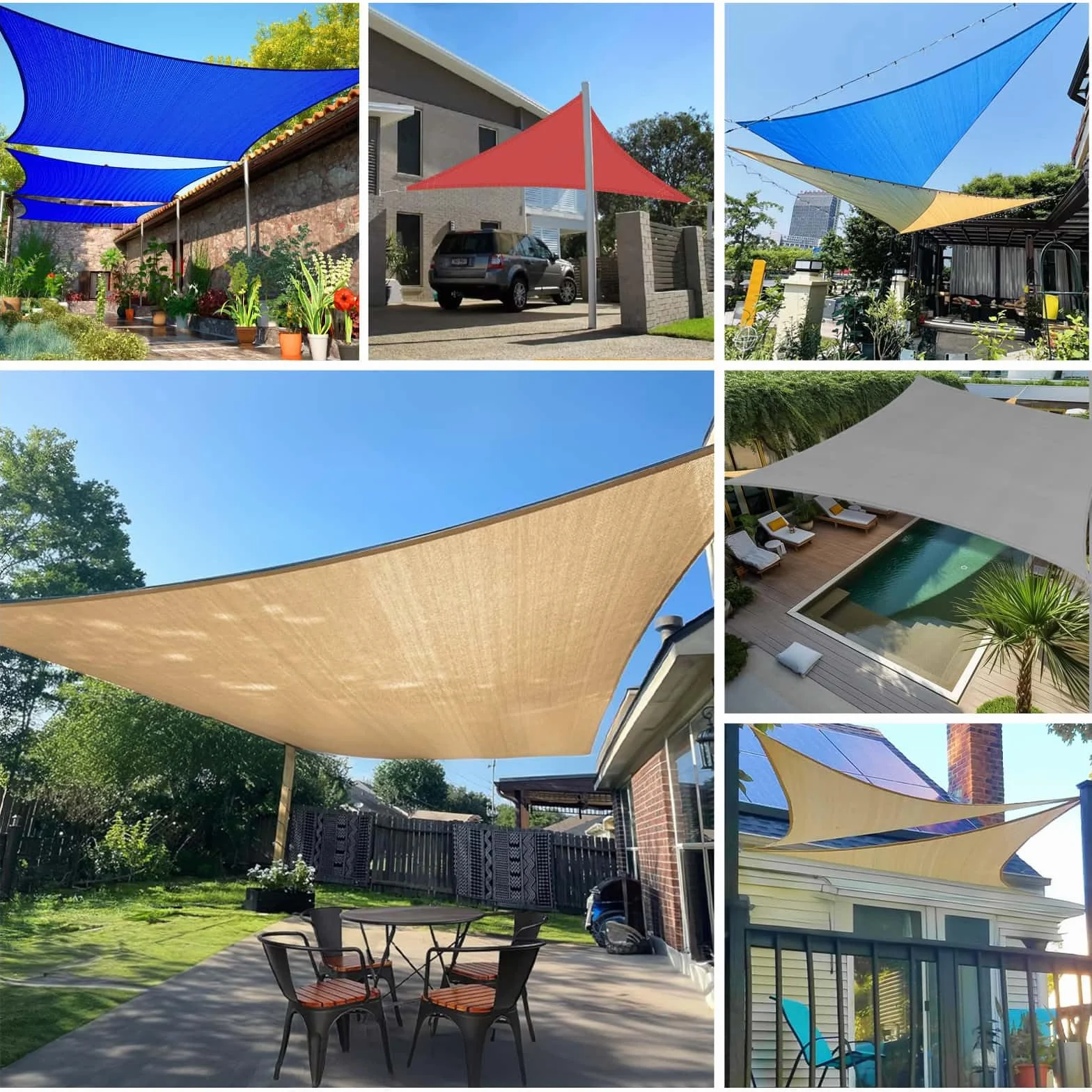 Tenda parasole, 2 x 2 x 2 m, triangolare, traspirante, in HDPE, per esterni, blocco UV 95%, per giardino, patio, cortile, feste, con corda, beige (realizziamo dimensioni personalizzate)