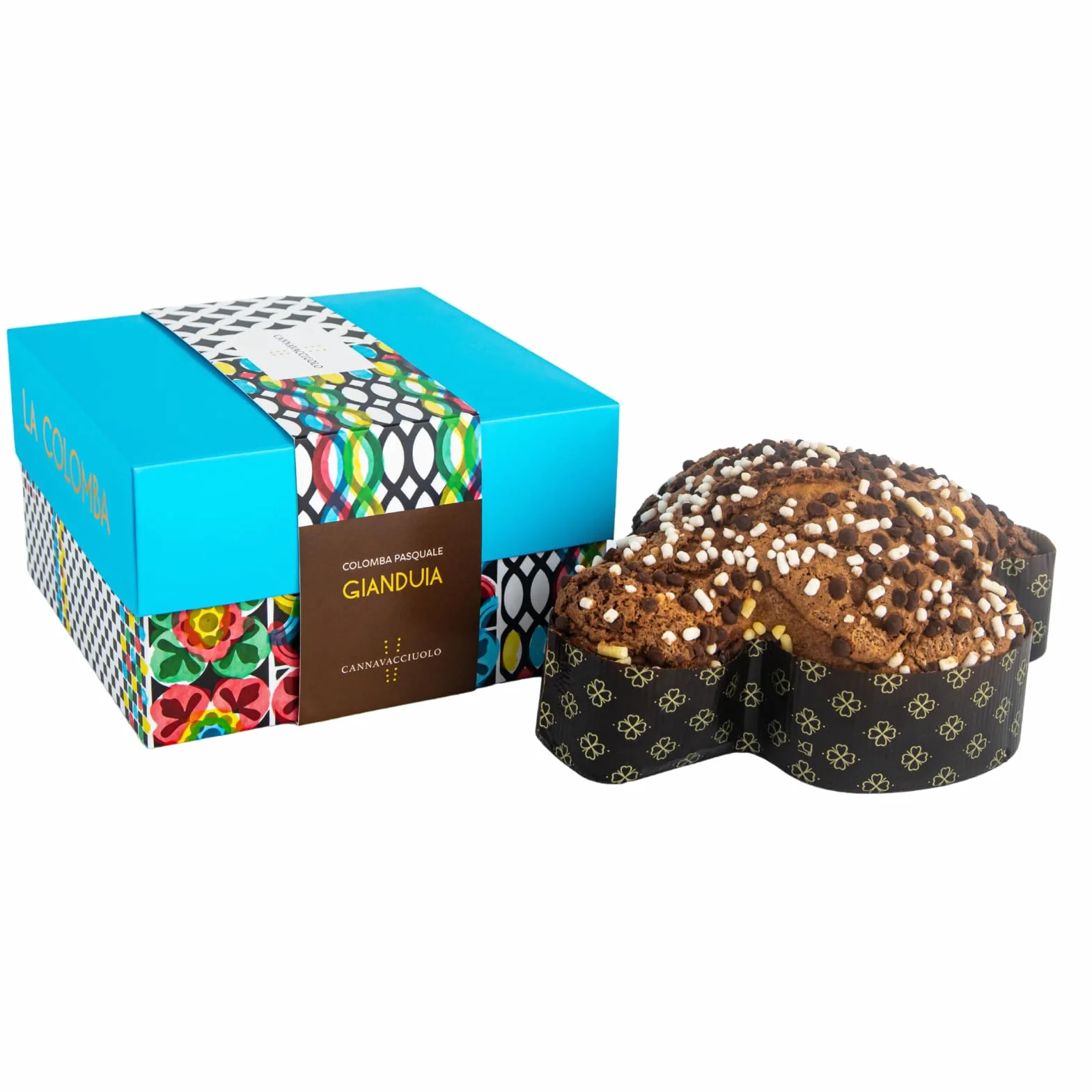 CANNAVACCIUOLO - Colomba al Gianduia con Cioccolato al Latte Gocce di Cioccolato e Granella Croccante Dolce da Forno 750g