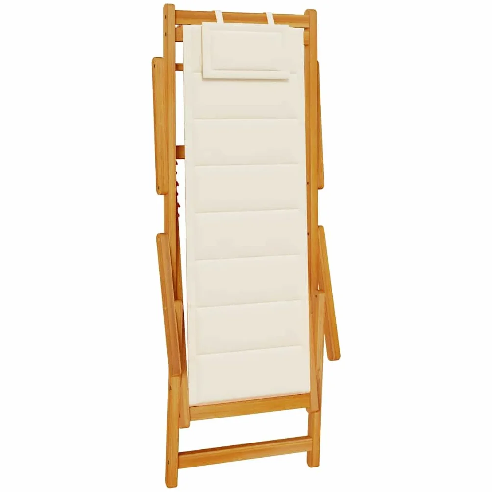 vidaXL Sedia da Spiaggia Pieghevole Braccioli Legno Acacia&Textilene, sedia da spiaggia pieghevole, sedia a sdraio, sedia da spiaggia in legno
