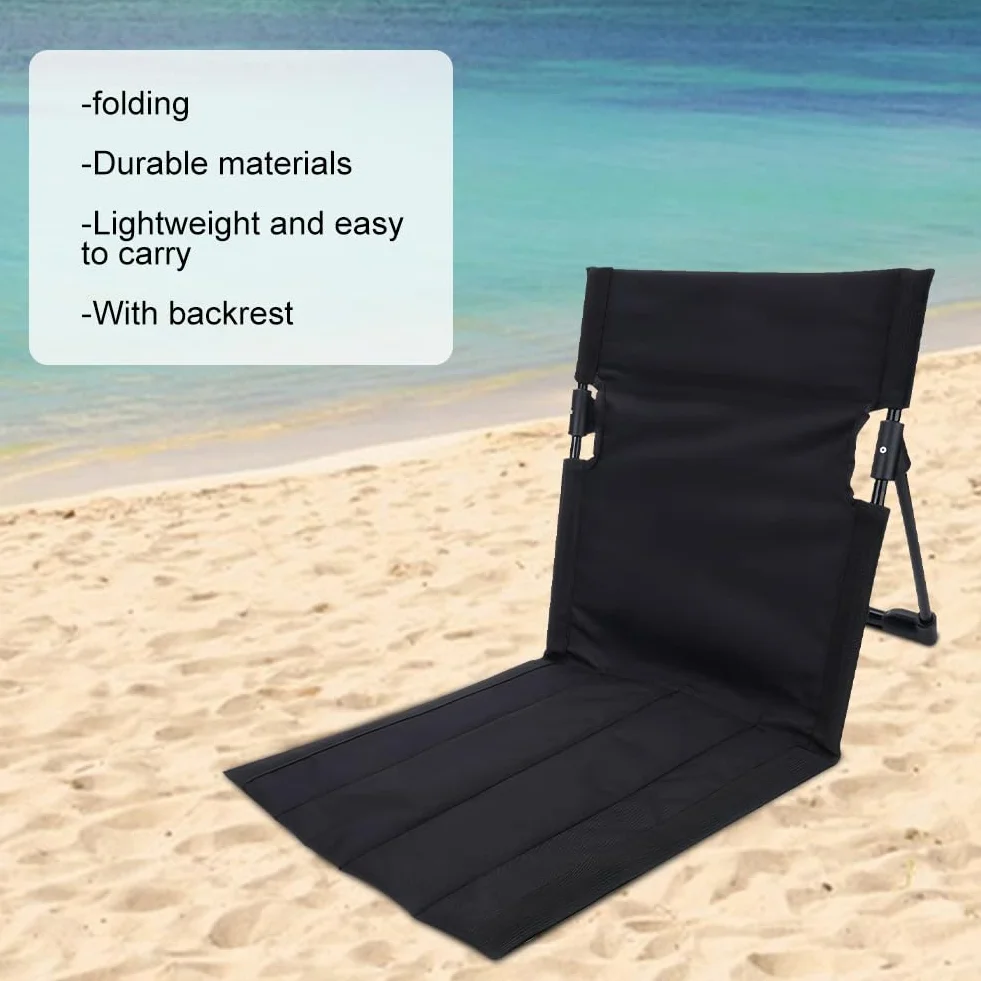 CEWROM Sedia da spiaggia con schienale, sedia da pavimento, cuscino pieghevole, per esterni, portatile, per meditazione, spiaggia, pieghevole, leggera