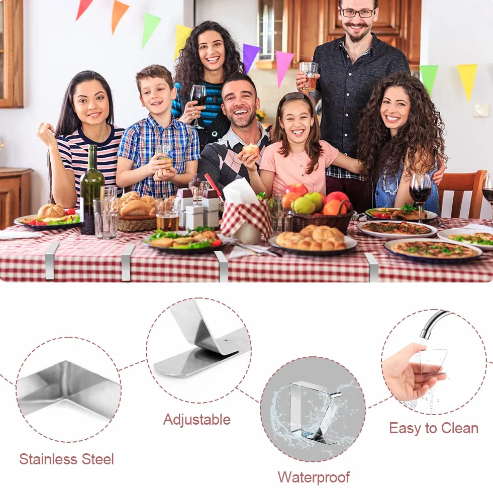 Gohytal Ferma Tovaglia da Tavola, 30 Pezzi Fermatovaglia in Acciaio Inox Ferma Tavoli Spessi per Morsetto per Casa Outdoor Picnic Feste e Matrimoni Ristorante Giardino (Argento)