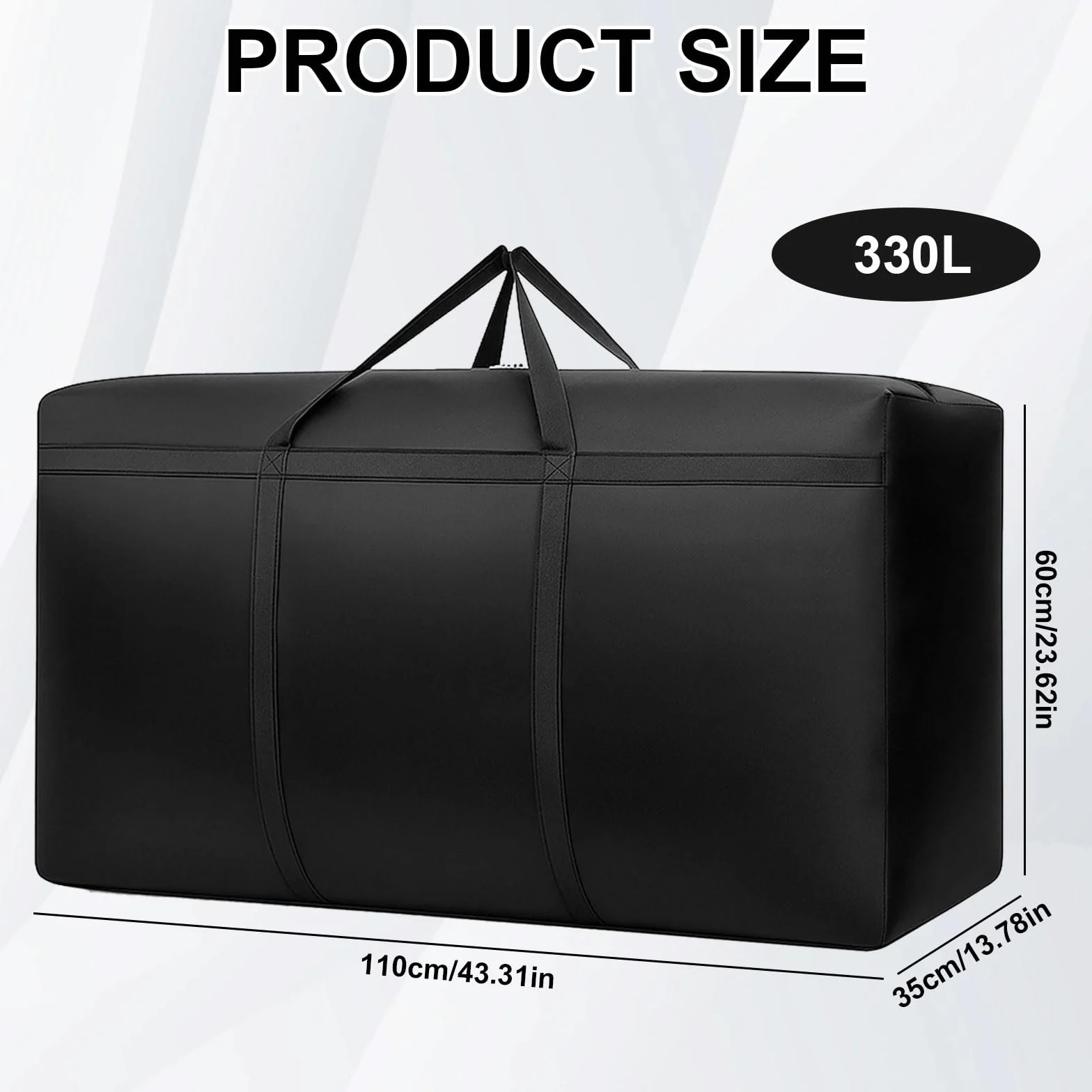 Borsa di Stoccaggio per Esterni, 110x60x35 cm Borsa da Campeggio Impermeabile per Cuscini da Giardino Esterni, Tessuto Oxford per Viaggi, con Maniglia, Nero