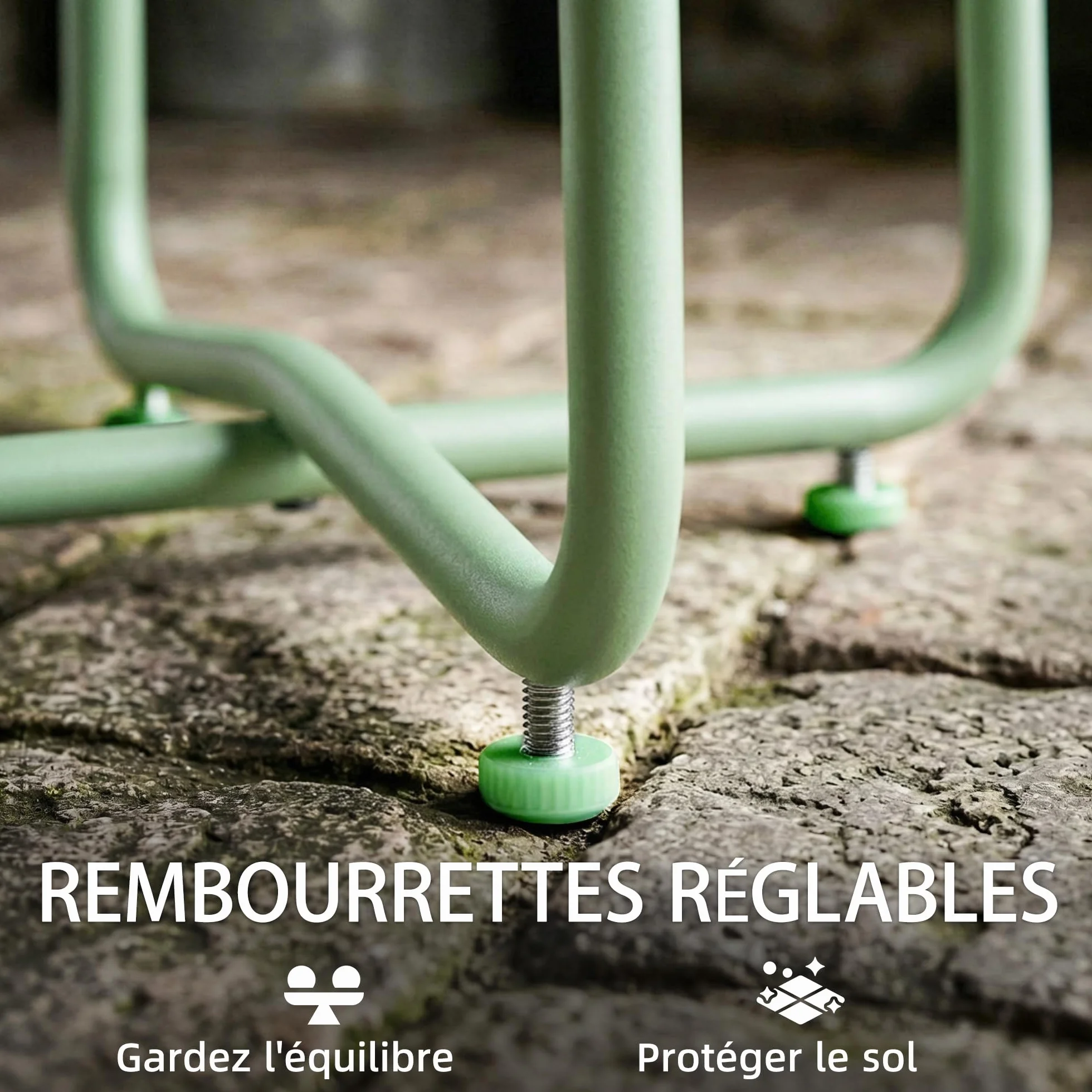 Outsunny Tavolino da esterno con bordo arrotolato, tavolo da giardino rotondo con base a X con gambe regolabili in altezza, per interni soggiorno, terrazza, balcone, metallo, Ø 48 x 51 cm, verde