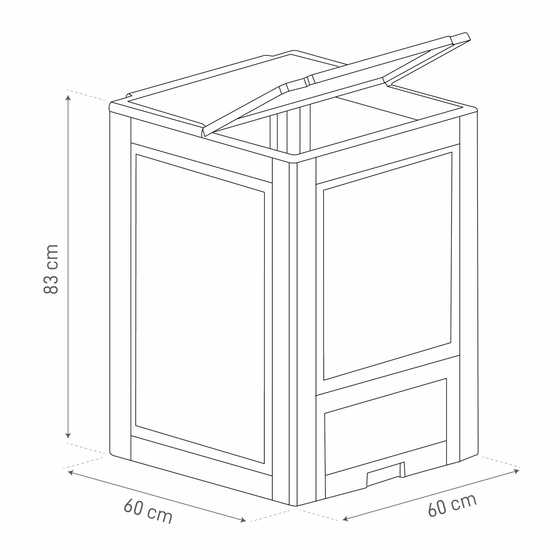 TOOMAX Composter Rattan marrone da giardino 300L 60x60x83h cm contenitore compostaggio plastica riciclata resistente UV coperchio sportello aerazione