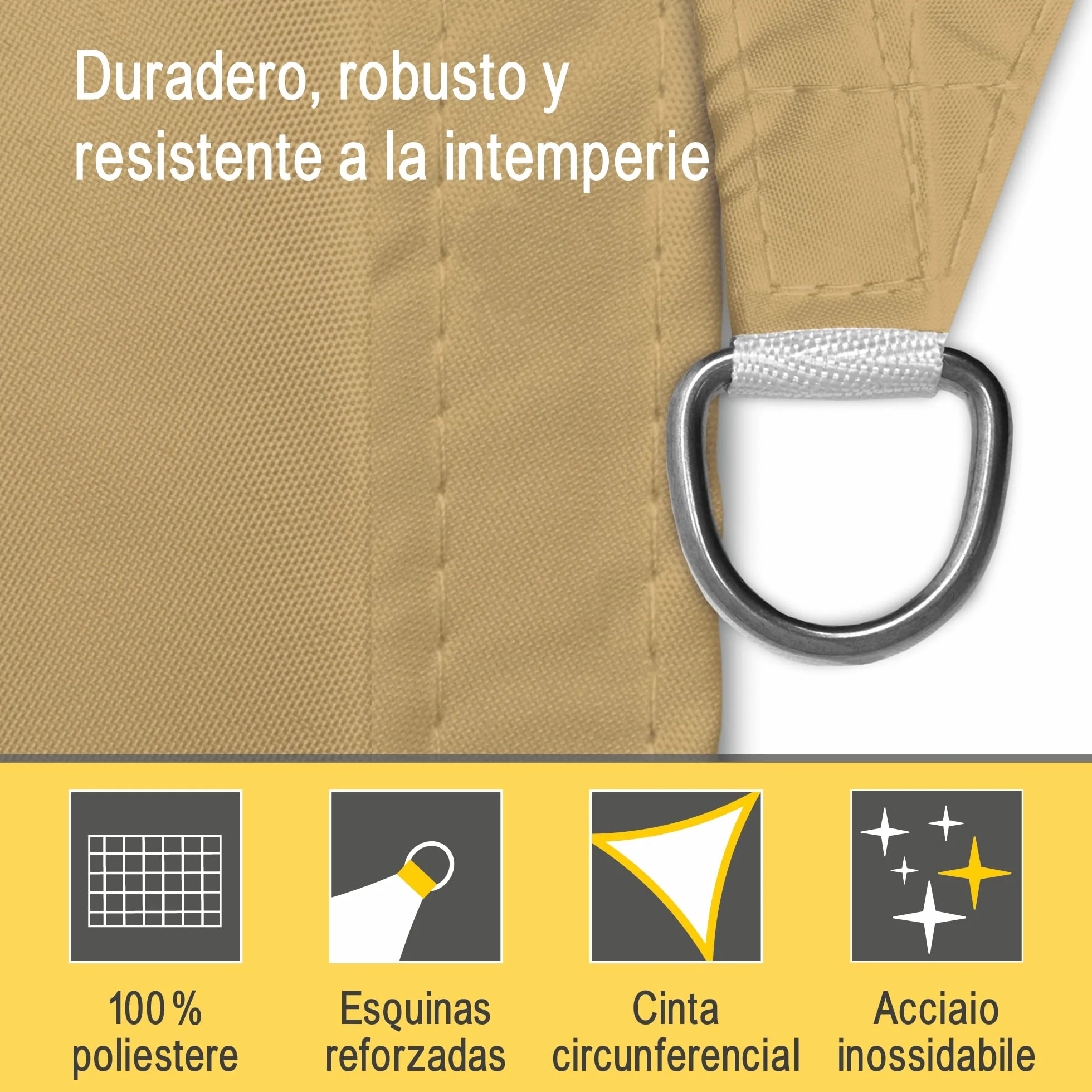 Sol Royal Tenda a Vela Impermeabile 7x5x5 m SolVision PS9 – Tenda da Giardino Sole per Esterno – Telo Ombreggiante Parasole Protezione Anti Raggi UV Sabbia – Triangolare 700x500x500 cm