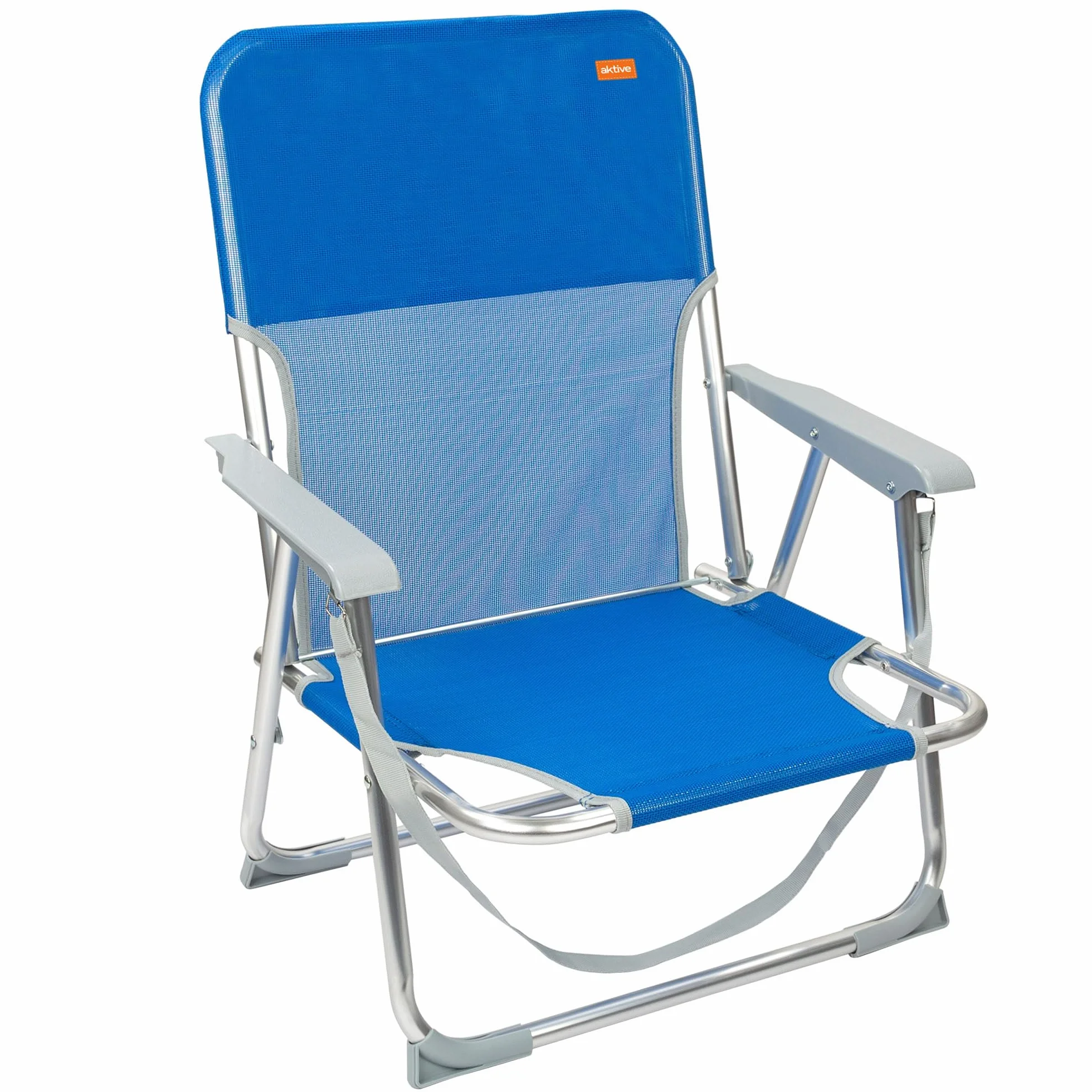 AKTIVE 62605 – Sedia da spiaggia pieghevole fissa in alluminio, 55 x 34 x 71 cm, con maniglia