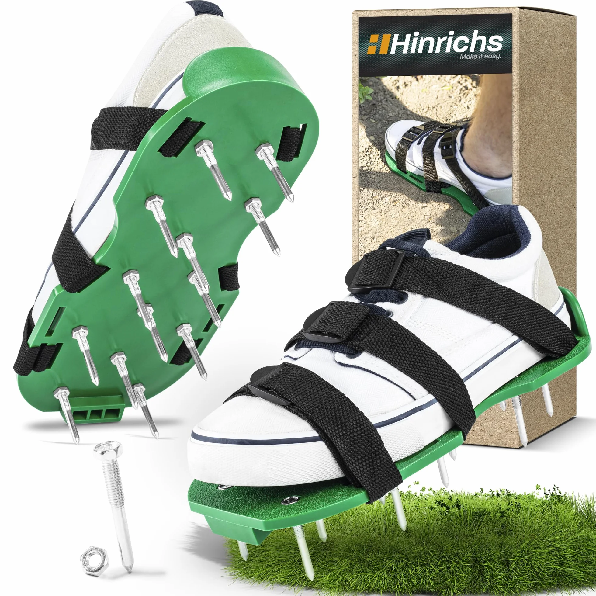Hinrichs Scarpe per Arieggiare Il Prato - Scarpe per Arieggiare Il Prato con Cinturino Flessibile Regolabile - Scarpe per Arieggiare Il Prato per l'Arieggiatura Manuale del Terreno