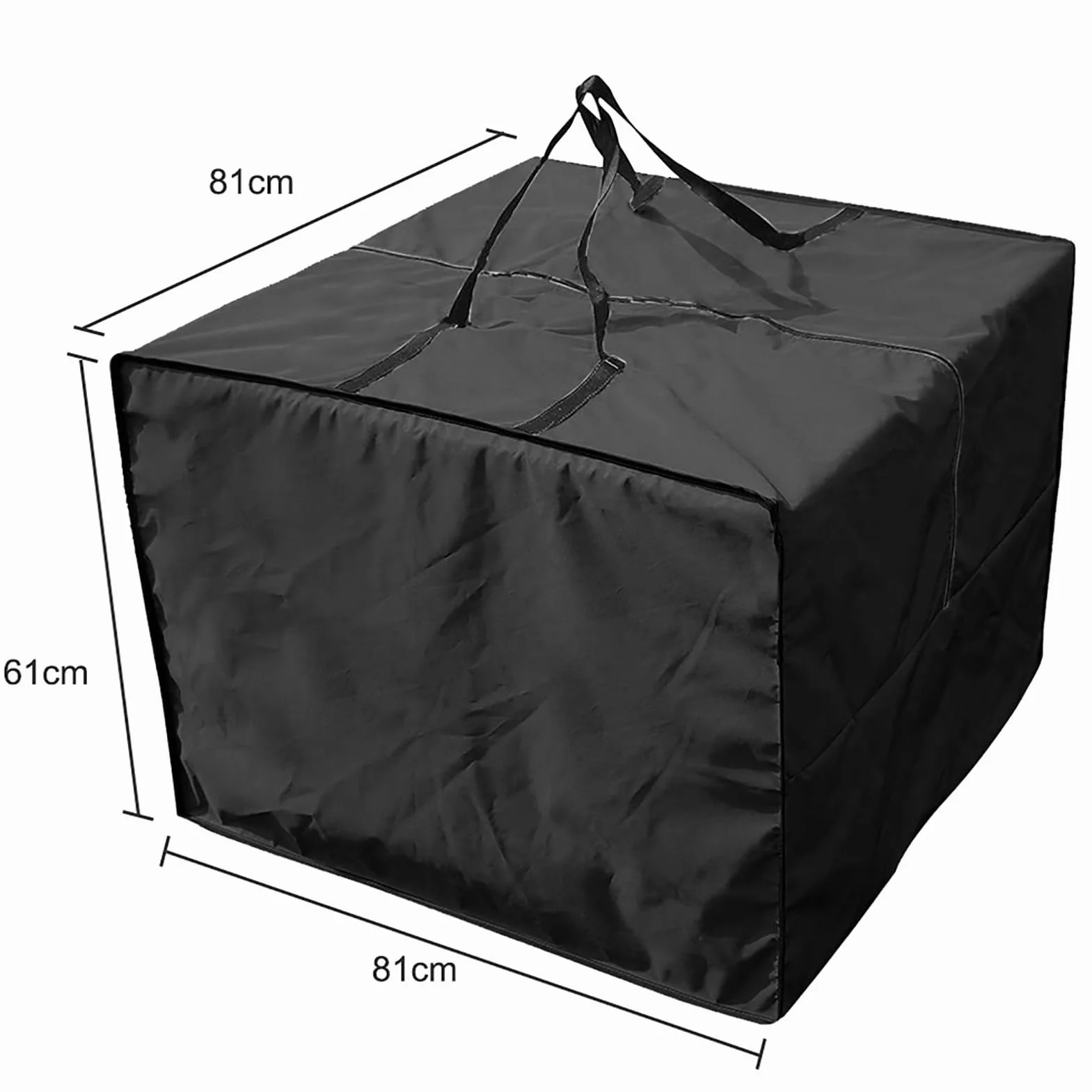 Kaxenig Custodia Impermeabile per Cuscini da Esterni, Tessuto Oxford 210D, Resistente all'Acqua, Nero, 81 cm x 81 cm x 61 cm