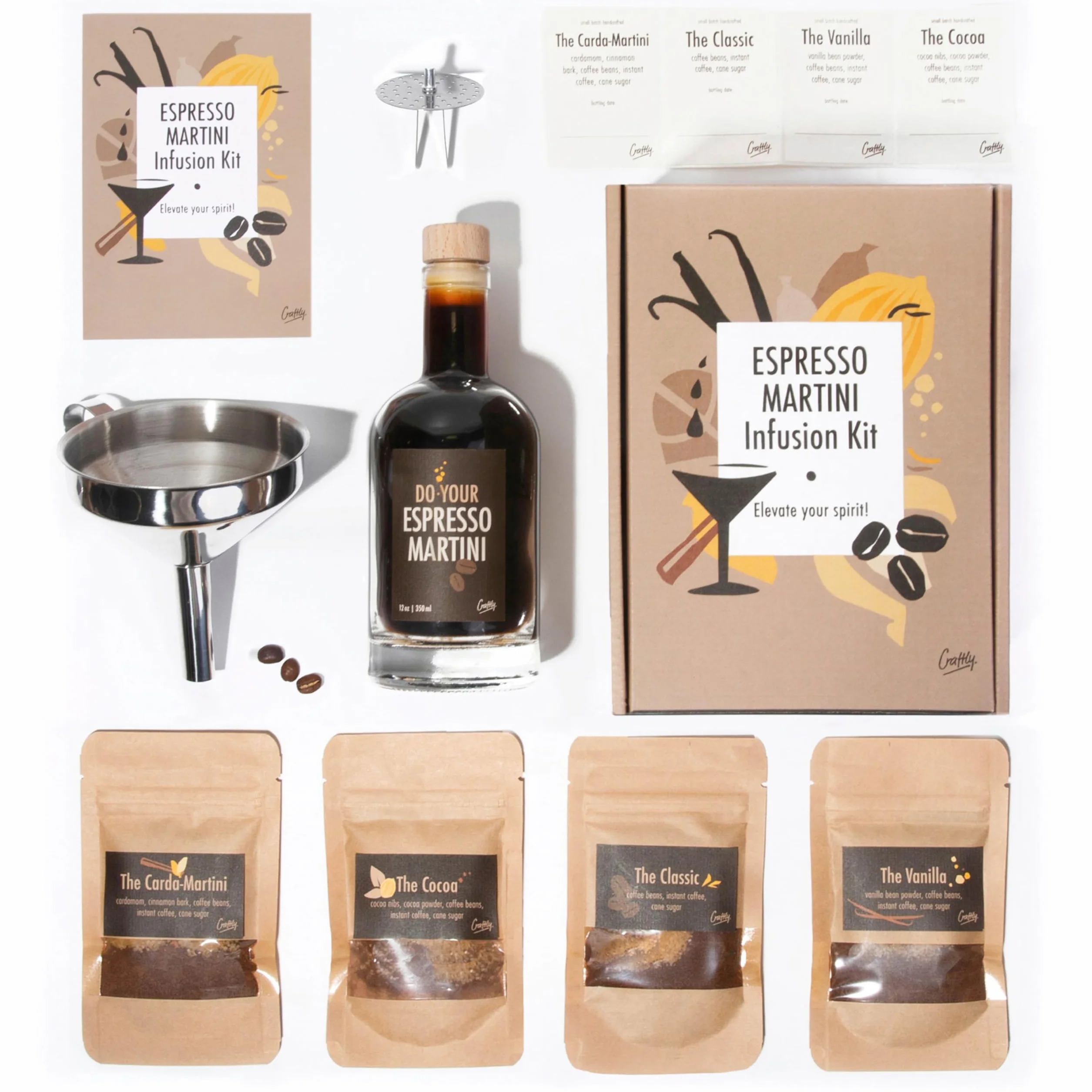 Kit per infusione Espresso Martini | Kit per cocktail fatti in casa | Set regalo per gli amanti dell'Espresso Martini | Regalo per uomini e donne