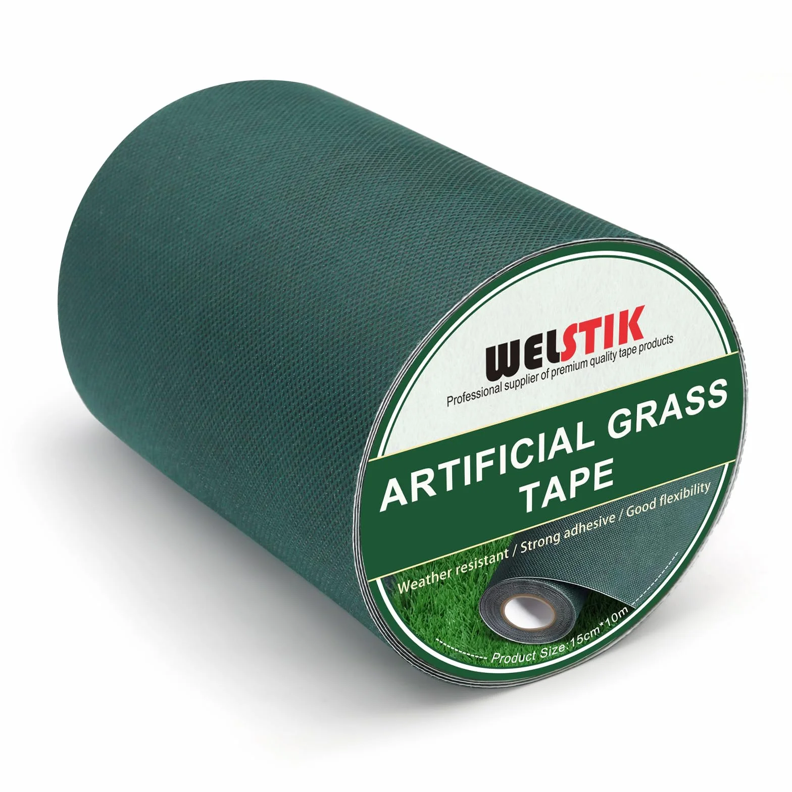 WELSTIK - Nastro di Cucitura Nastro per Erba Artificiale per Giunzione per Fissaggio Tappeto Prato Verde Collegamento di Tappeto in Erba Finta(Verde, 15 cm x 10 m)