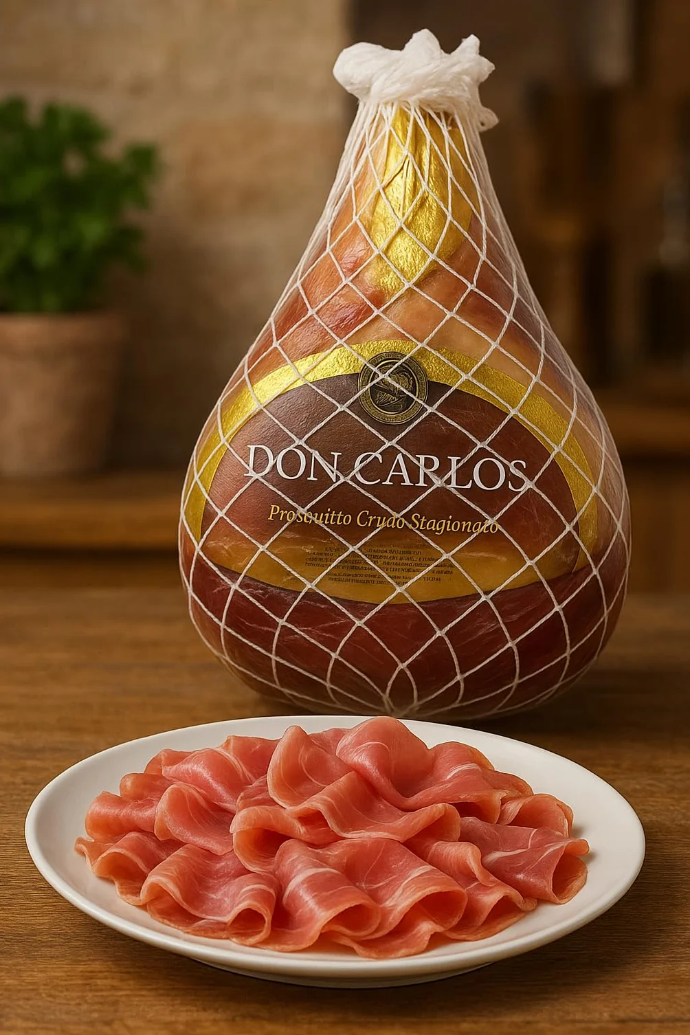 Prosciutto Crudo Stagionato Don Carlos 6,5 kg Disossato – Carne Selezionata, Aromi Naturali, Ottimo per Cucina Gourmet e Preparazioni Gastronomiche