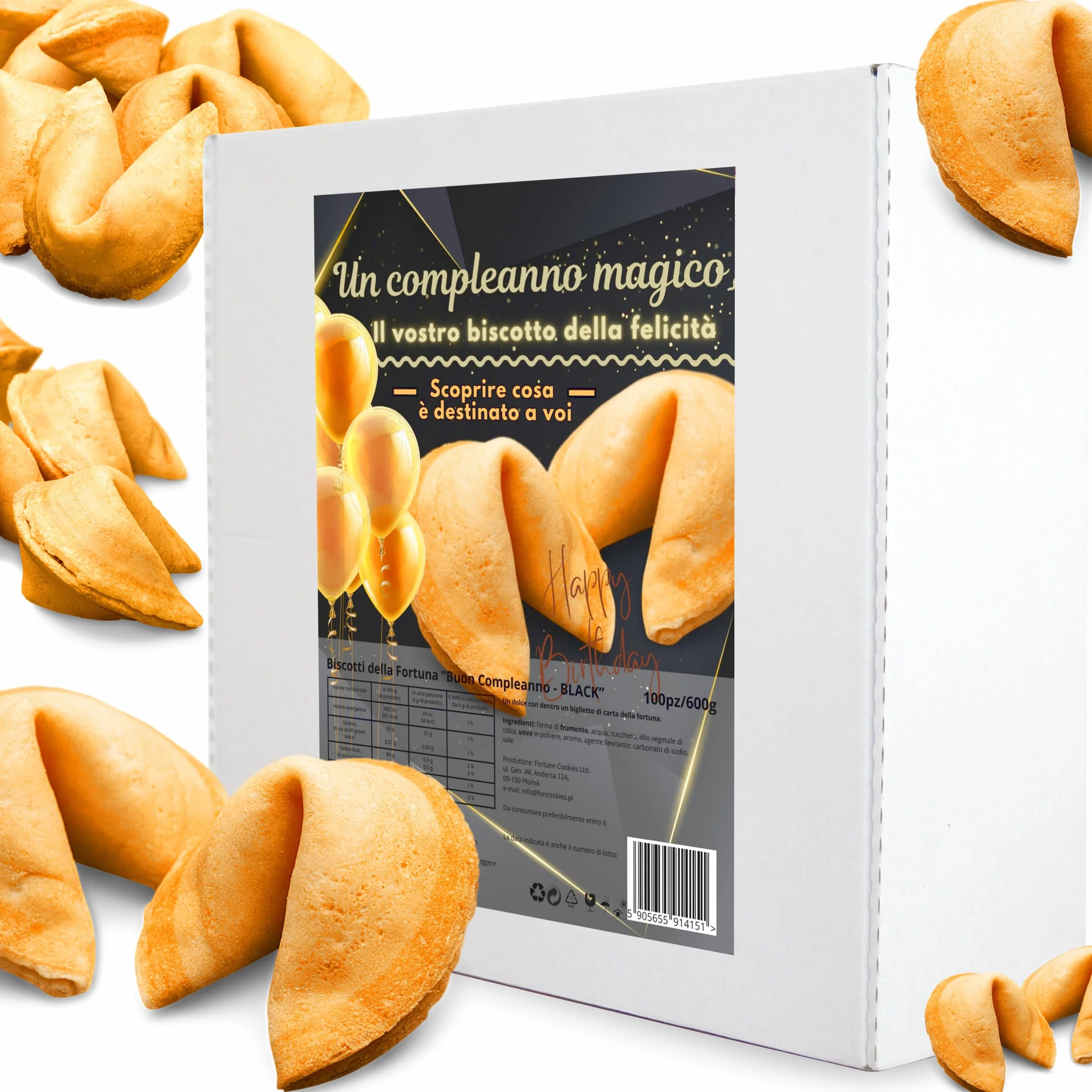 D&D FUN COOKIES Biscotti della Fortuna Cinesi, Biglietti Profetici, come regalo, compleanno, festa, per gli ospiti, per una festa, biscotti fortunati, magia, Sapore Vaniglia (100 pezzi)