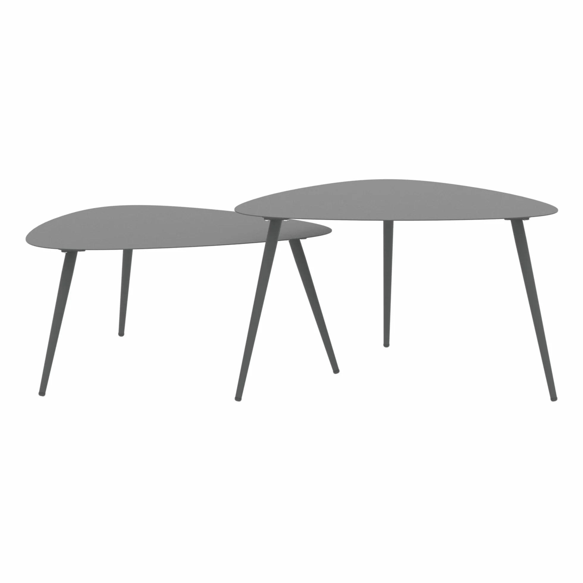 casa.pro Set di 2 Tavolini da Esterno in Acciaio Altezze Diverse Piano Triangolare Curvo con 3 Gambe Ideali per Terrazze Balconi e Giardini Coperti – Grigio Antracite