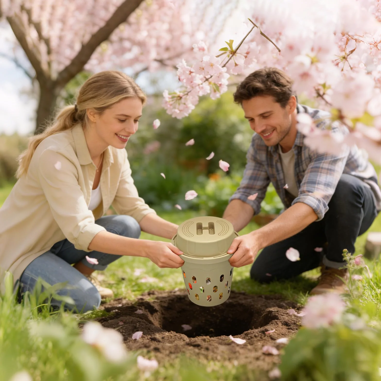 Compostiera da interrare per produzione fertilizzante nel terreno contenitore compostaggio giardinaggio