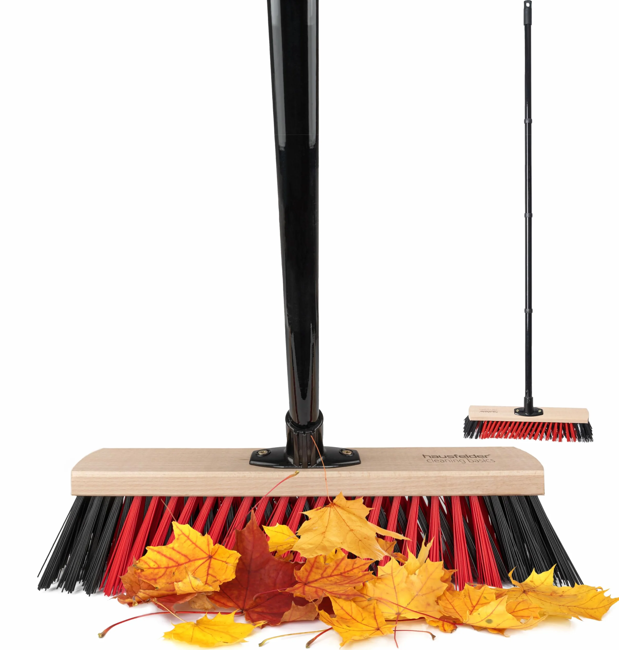 Hausfelder Scopa da esterno larga 40 cm con manico, scopa da giardino resistente larga paletta, scopa industriale per pavimenti