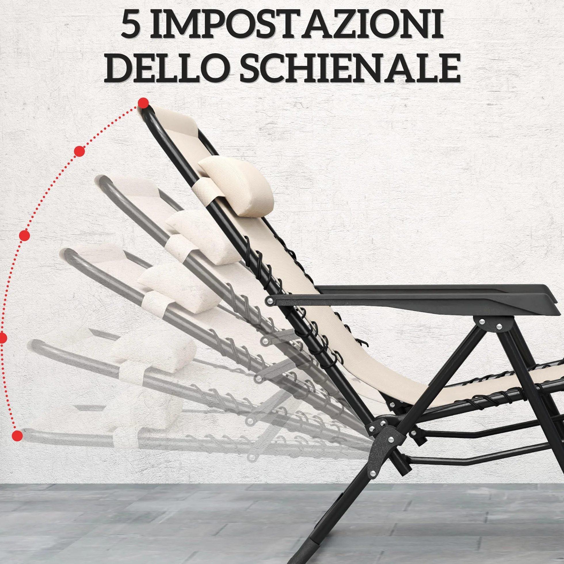 Outsunny Set di 2 Sedie Sdraio da Giardino Zero Gravity e Tavolino con Portabicchieri, Set Sedie Pieghevoli con Poggiatesta e Tessuto Traspirante, Schienale Regolabile a 5 livelli, Beige