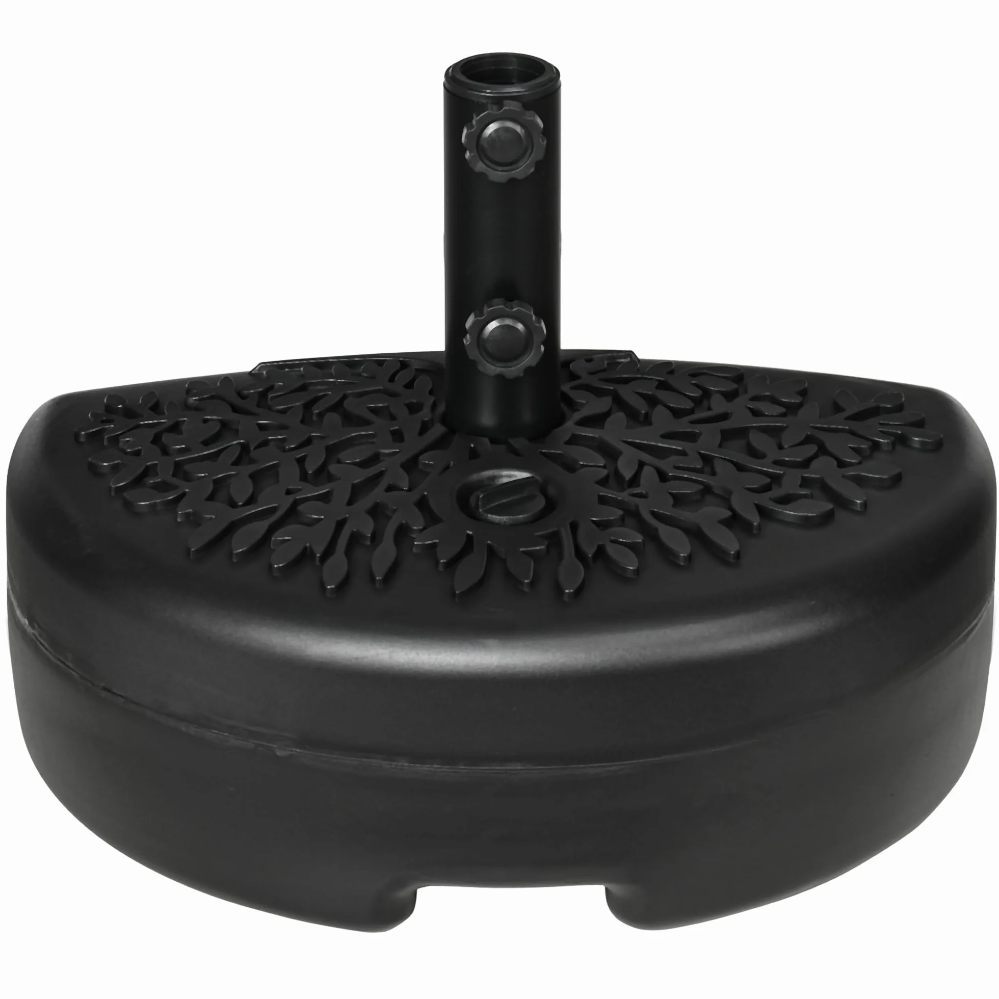 Outsunny Base per Ombrellone Semicircolare in Metallo, Base Ombrellone da Giardino a Parete per Pali 38-48mm, Riempibile con 21kg di Sabbia o 18kg di Acqua, Nero