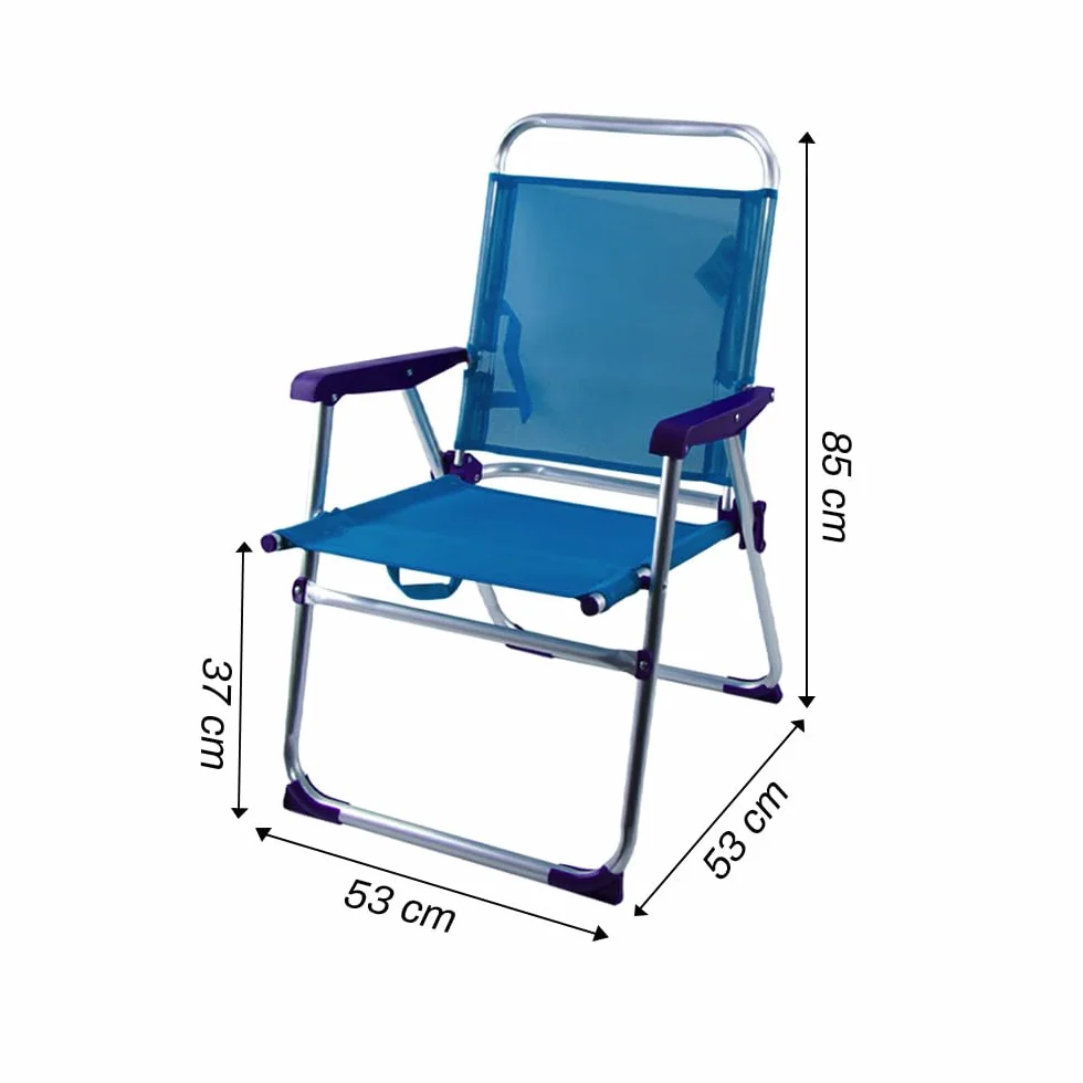 Mediawave Store - Sedia Sdraio Spiaggina Relax in Alluminio e Textilene. Prendisole Richiudibile e Leggero Ideale per Mare, Spiaggia e Giardino (Blu)