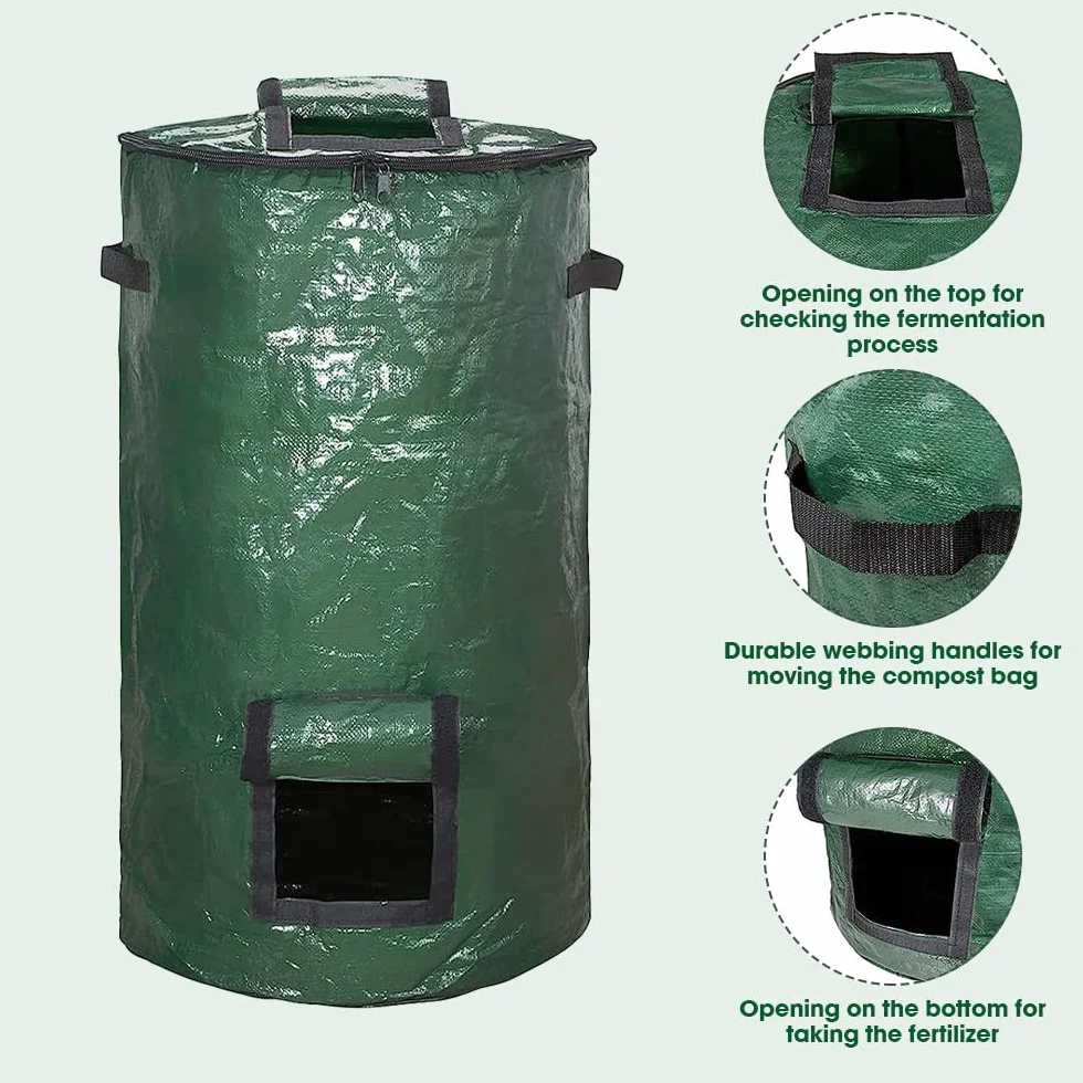 Mizikuu Composter da giardino 120L compostiera rapida con coperchio e finestra di raccolta