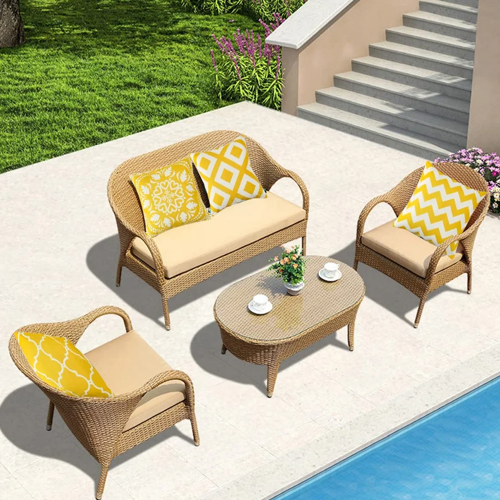 Federa per cuscino per esterni, impermeabile e resistente alle intemperie, cuscino da giardino per divano, sedia, salone, 18 x 18 pollici, colore giallo