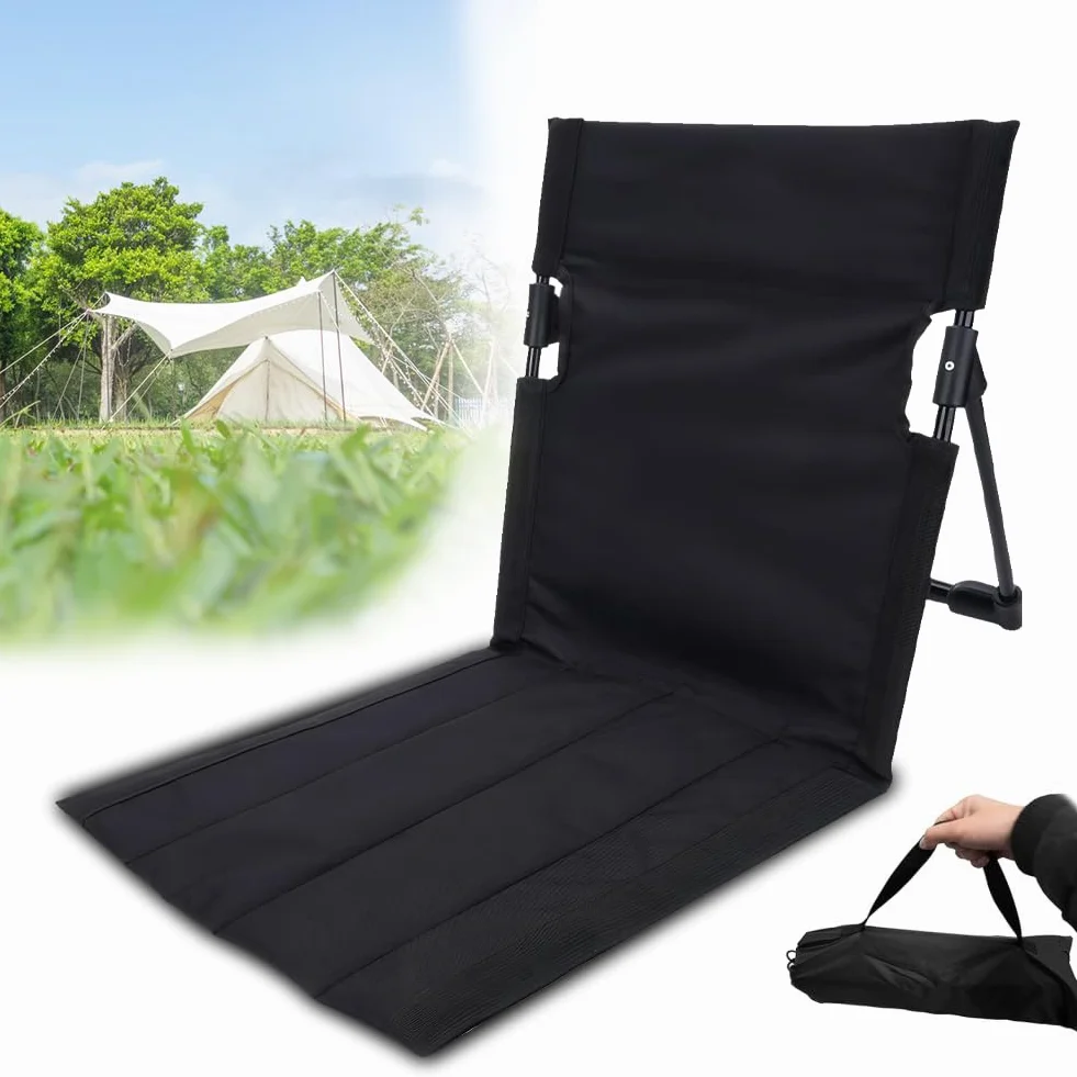 CEWROM Sedia da spiaggia con schienale, sedia da pavimento, cuscino pieghevole, per esterni, portatile, per meditazione, spiaggia, pieghevole, leggera