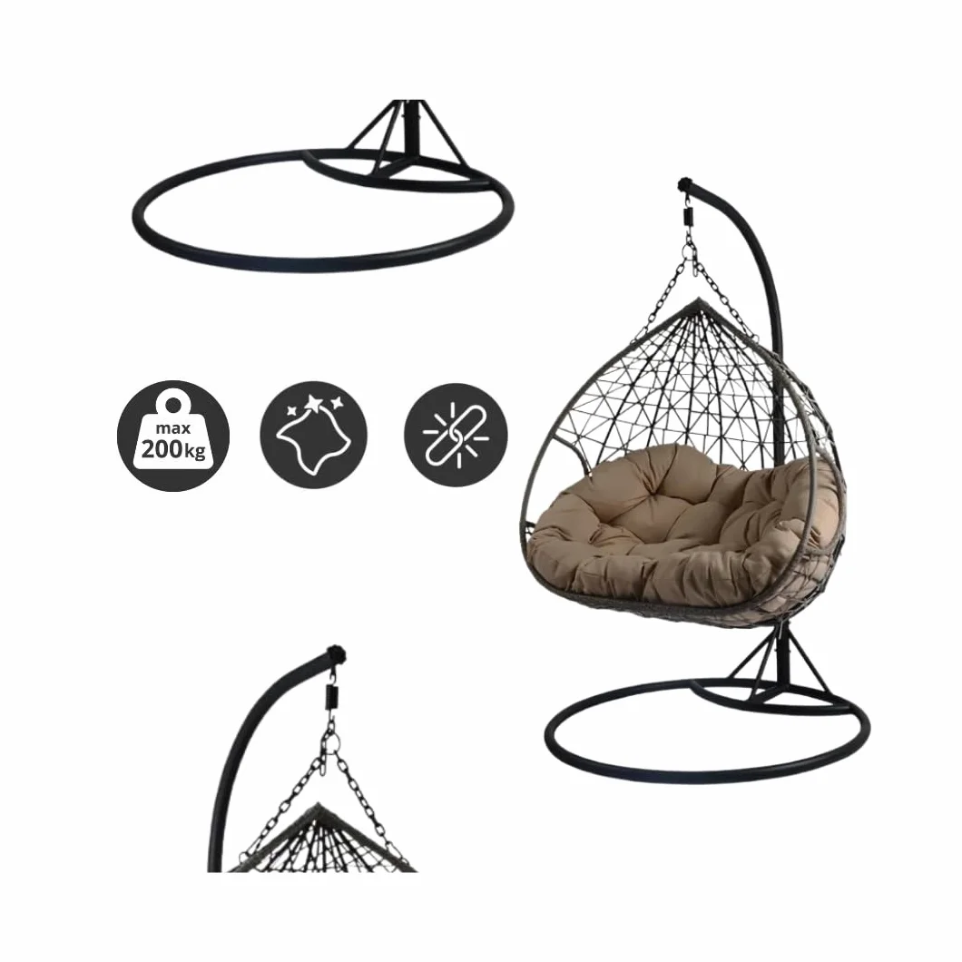Poltrona a Uovo Sospesa in Rattan Lita XL Poltrona a Uovo da Esterno in Rattan PE, Sedia Sospesa con Cuscini Imbottiti, Struttura in Acciaio, Design Ergonomico, per Giardino, Terrazzo, Patio e Veranda