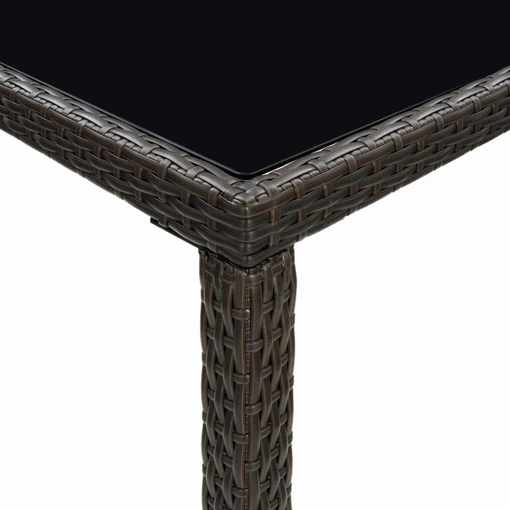 Tavolo da Bar per Esterni Marrone 130x60x110cm Polyrattan Vetro (22 kg)-Mobili
