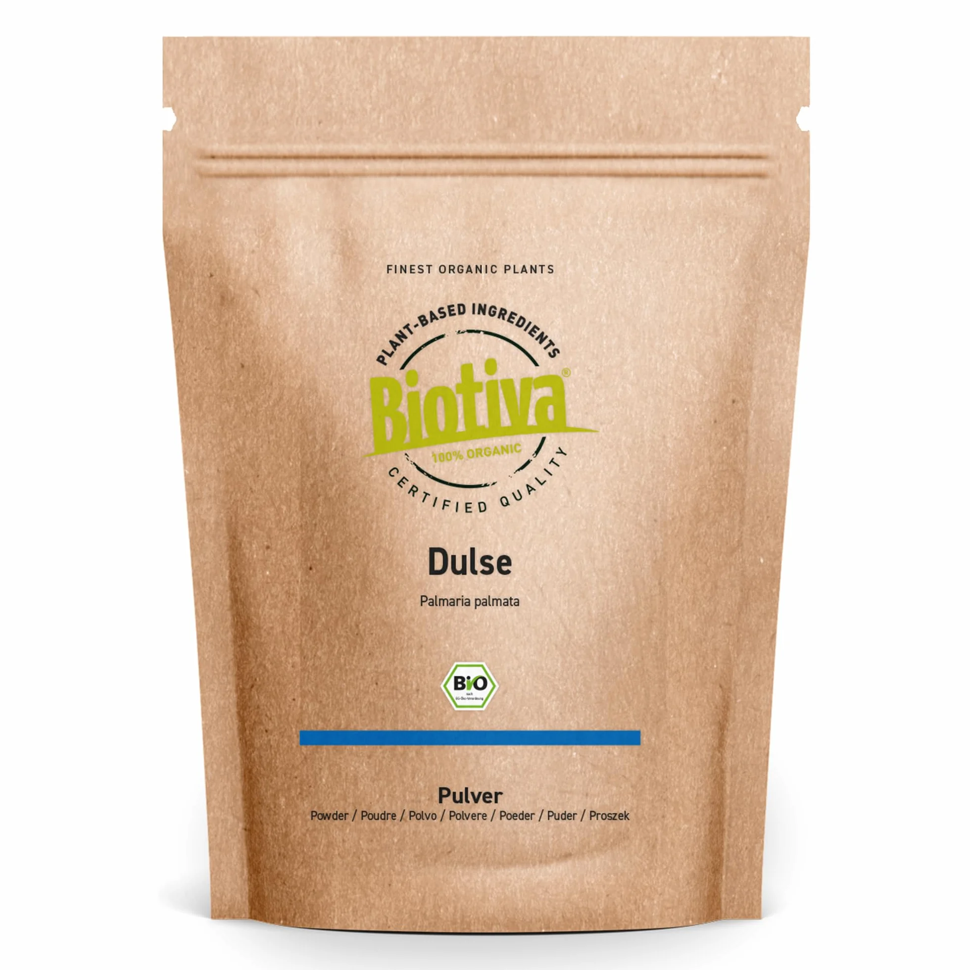 Dulse in polvere Bio | 250g (2x125g) | 100% biologico | alghe rosse | darusu | Palmaria palmata | senza additivi | superfood | confezionato è controllato in Germania | Biotiva