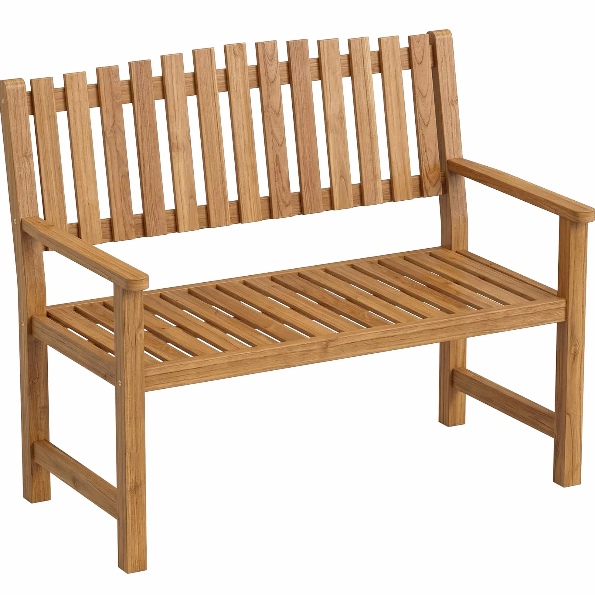 Outsunny Panchina da Esterno 2 Posti in Legno di Acacia FSC, Panchina da Giardino con Braccioli, Seduta e Schienale a Doghe, Max 320 kg, Panca da Esterno per Parco Terrazza, 112x64x92cm, Color Legno