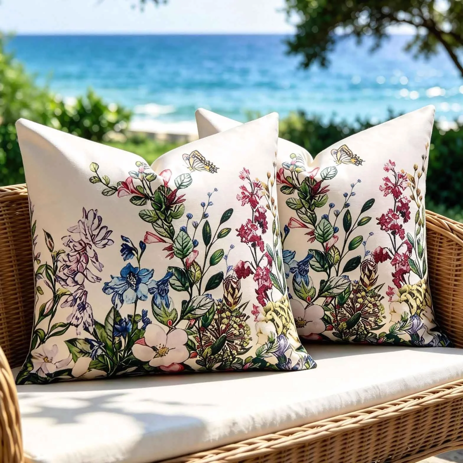 Federe Cuscini 45x45 Lavabile - 2 Pezzi Copricuscini Divano Impermeabile pa Esterno - Copri Cuscini Per Divano Quadrato per Soggiorno, Giardino, Terrazza, Balcone, Piscina, Picnic e Campeggio