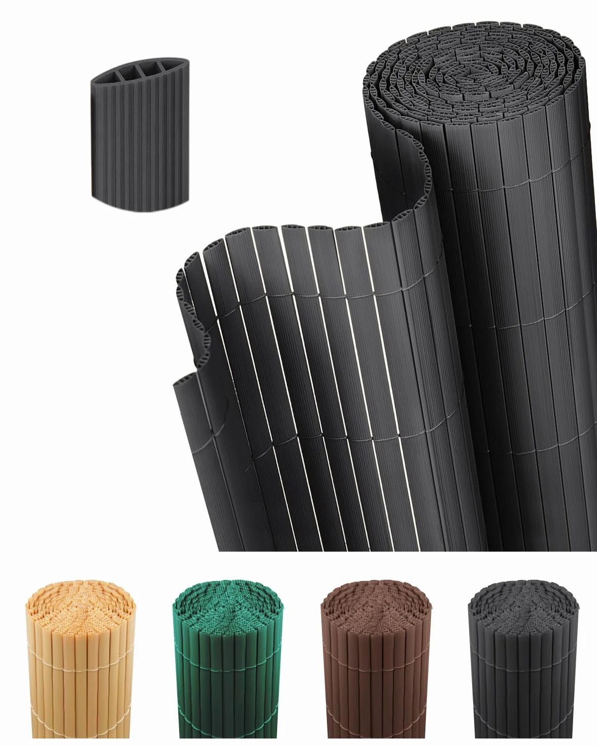 paramondo Canniccio PVC Recinzione Frangivista Triplo Rinforzo Paravista, Resistente ai Raggi UV Resistente, Impermeabile, Protettivo Frangivento per Giardino, Balcone & Terrazza, 150 x 300 cm, Grigio