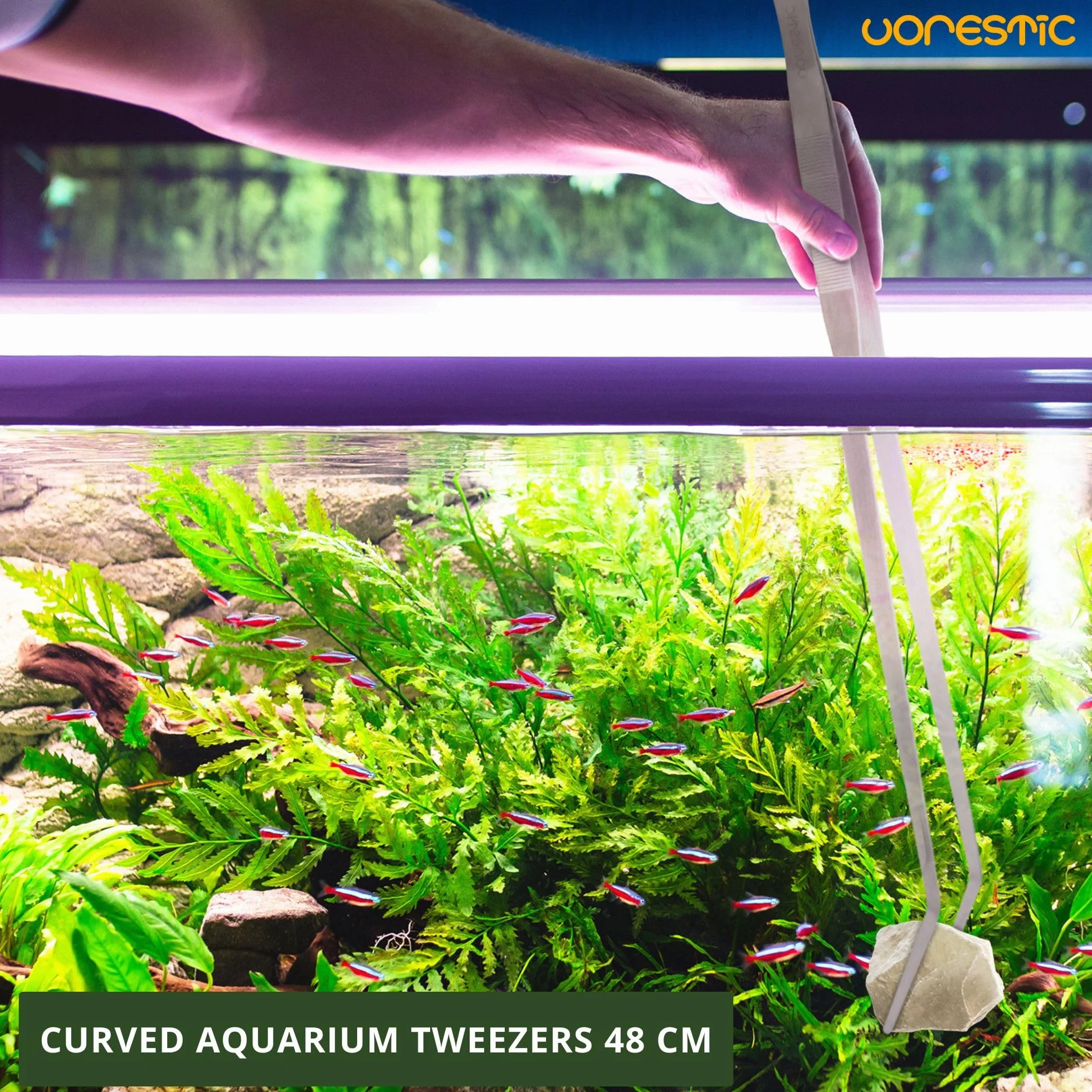 VORESTIC Pinzetta per acquario lunga 48 cm, curva per alimentazione