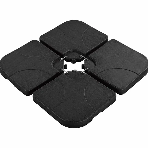 Yaheetech Base per Ombrellone Set 4 Pezzi in HDPE Riempibile con Sabbia o Acqua 60L 103,5 x 103,5 x 7,5 cm Esterno Veranda Terrazza Piscina Spiaggia Patio Nero