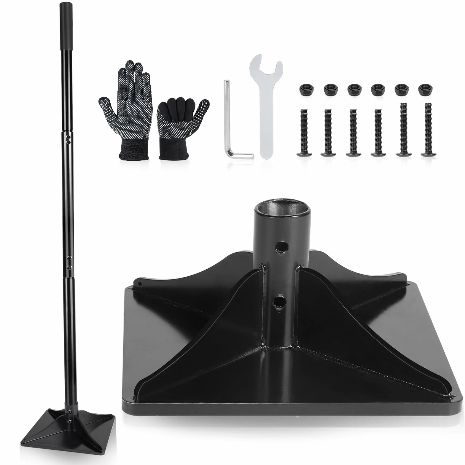 LALAGO Vanga Terreno in Acciaio con Manico da 122cm, Compressore Manuale da Giardino 20,3 x 20,3 cm, Strumento Manomissione a Mano, Tampone per Calcestruzzo per Terreno, Asfalto, Ghiaia e Sabbia