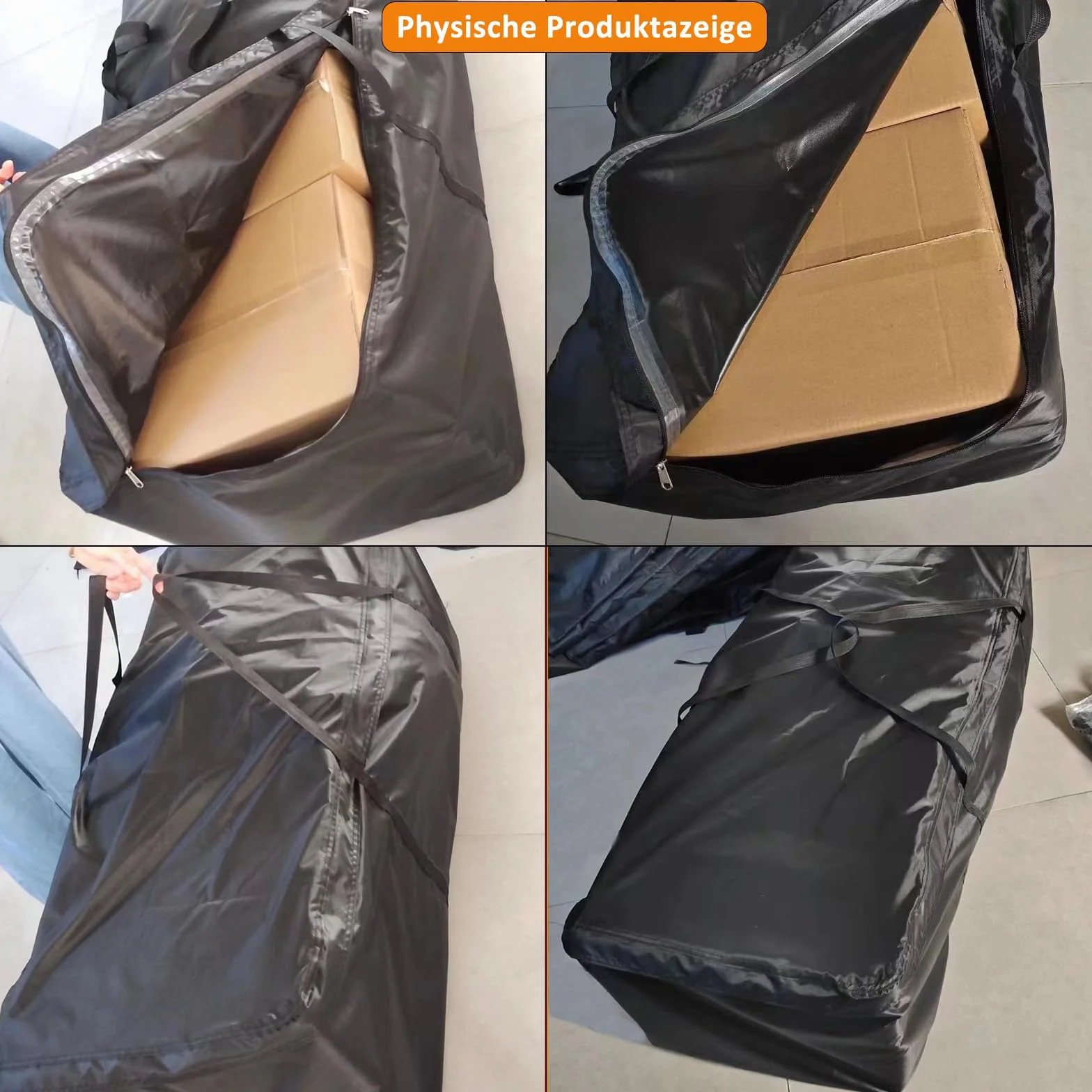 LeapBeast Borsa portaoggetti per mobili da giardino,Borsa per cuscini da giardino,Borse di stoccaggio,Borse di Stoccaggio per Esterni,600D Oxford con maniglia, impermeabile (nero, 175x55x75cm)