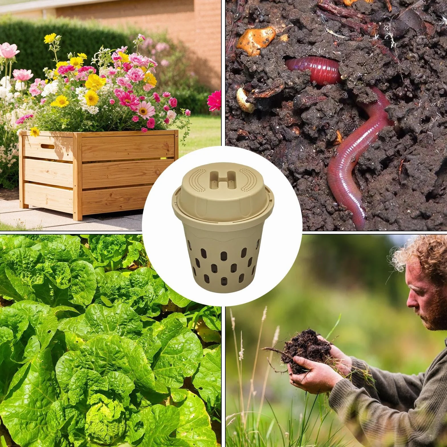 Compostiera da interrare per produzione fertilizzante nel terreno contenitore compostaggio giardinaggio