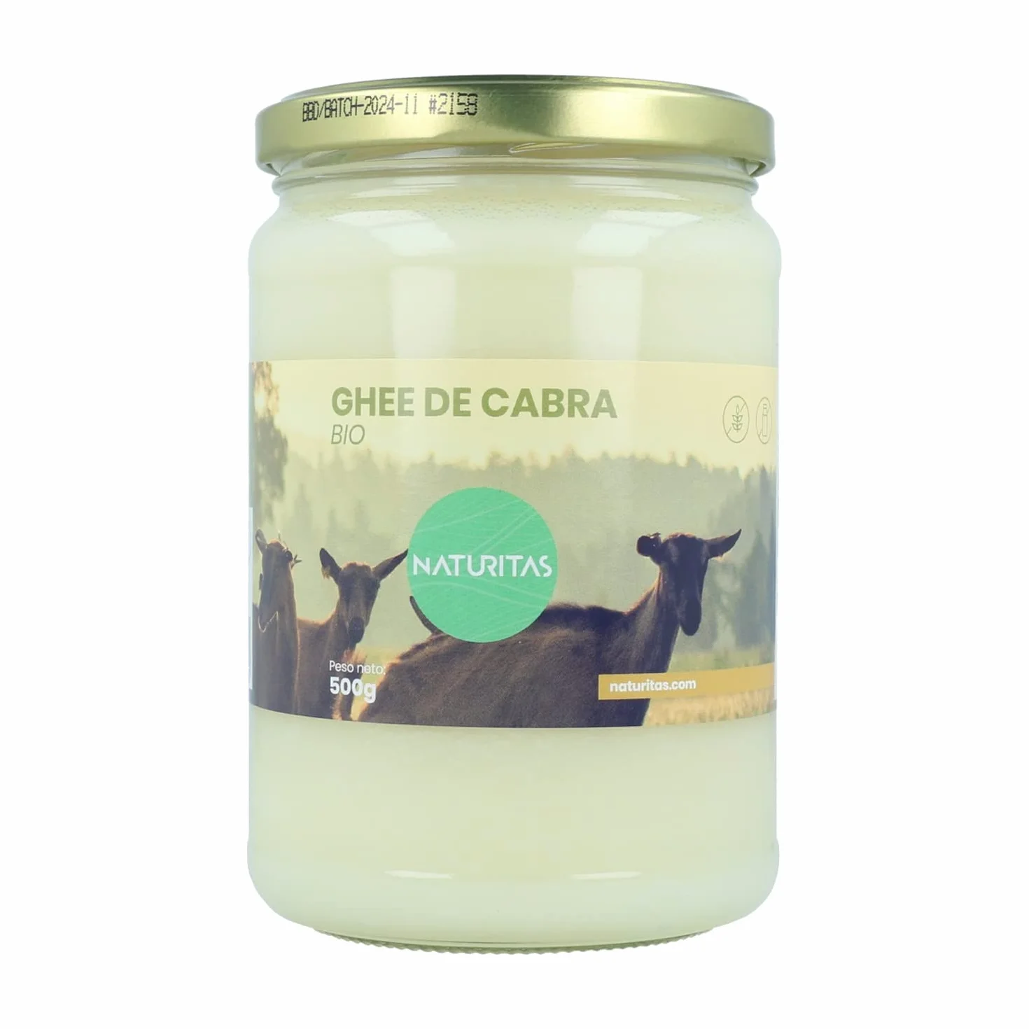 Ghee di Capra Bio 500g Naturitas Essentials | Burro Chiarificato di Capra 100% | Favorisce la digestione | Antiossidante | Senza glutine | Senza lattosio