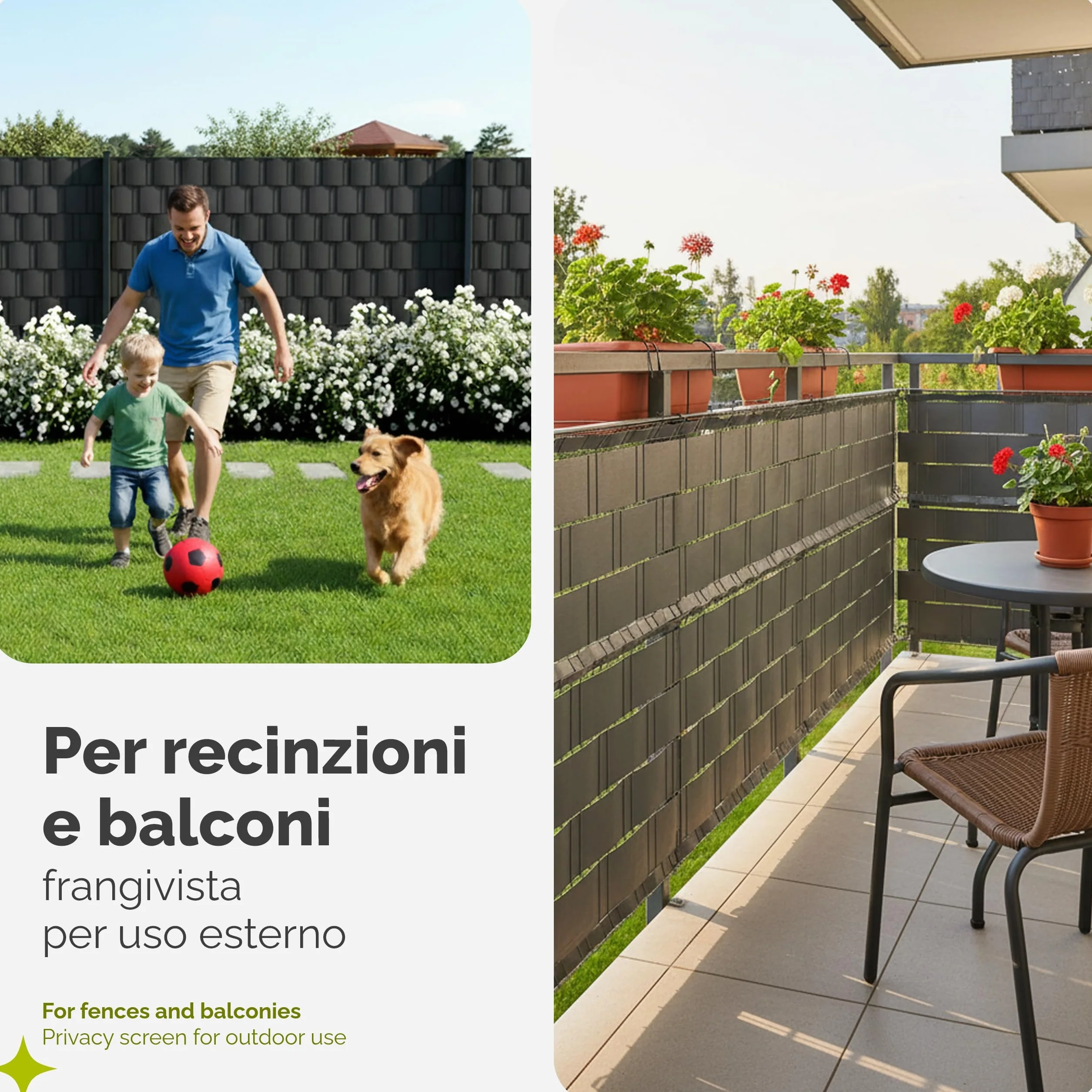 Garronda Strisce frangivista in PVC 19 x 50 cm con Clip di Fissaggio, Ombreggiante per Recinzione da Recinzione Giardino e ringhiera Balcone, Schermo Privacy Esterno GD-0173 Grigio RAL7040