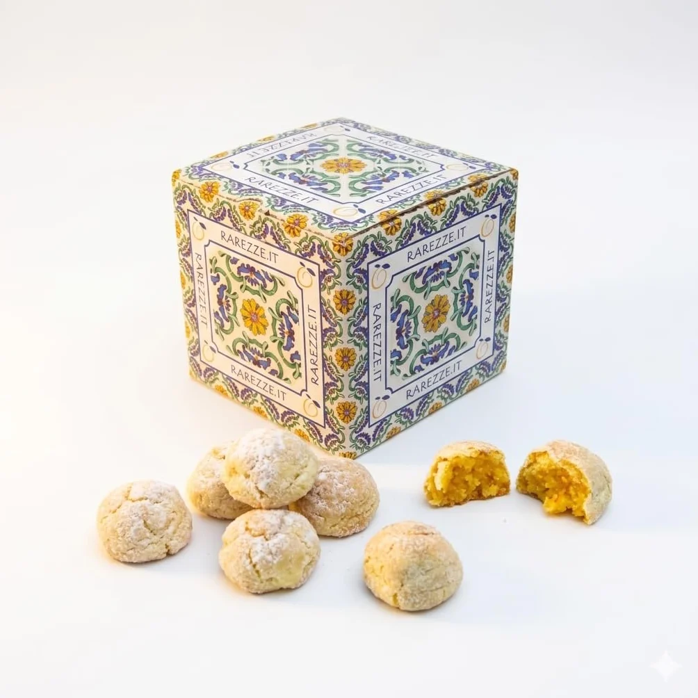 RAREZZE | Biscotti di Pasta di Mandorla Siciliana al MANDARINO | Deliziosa confezione regalo (kg.1) | Dolci tipici di Sicilia | Preparazione artigianale | Spediti appena sfornati !