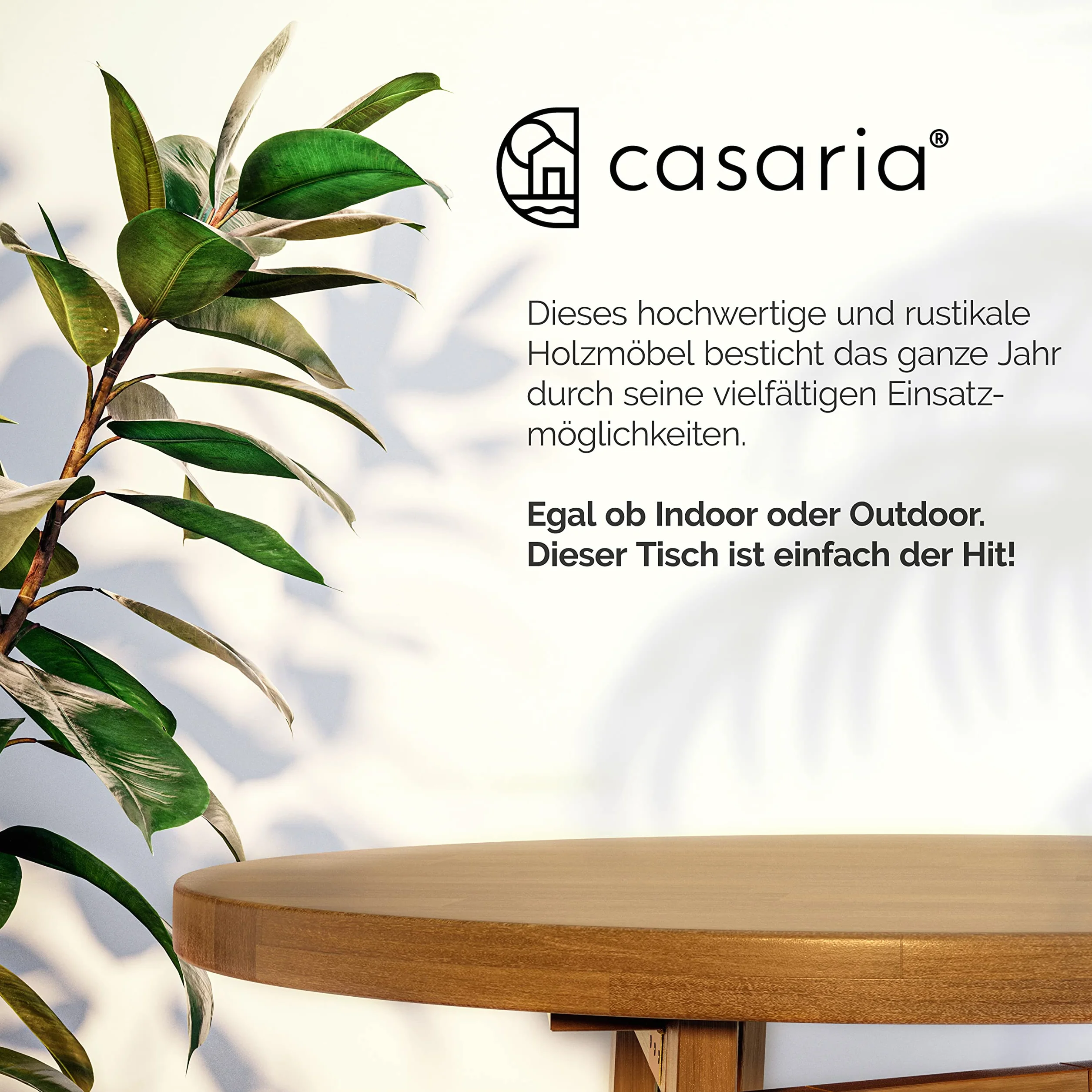 Casaria Tavolino Alto Pieghevole Legno di Acacia Ø 80 x 110cm Tondo Tavolo da Giardino Balcone Richiudibile