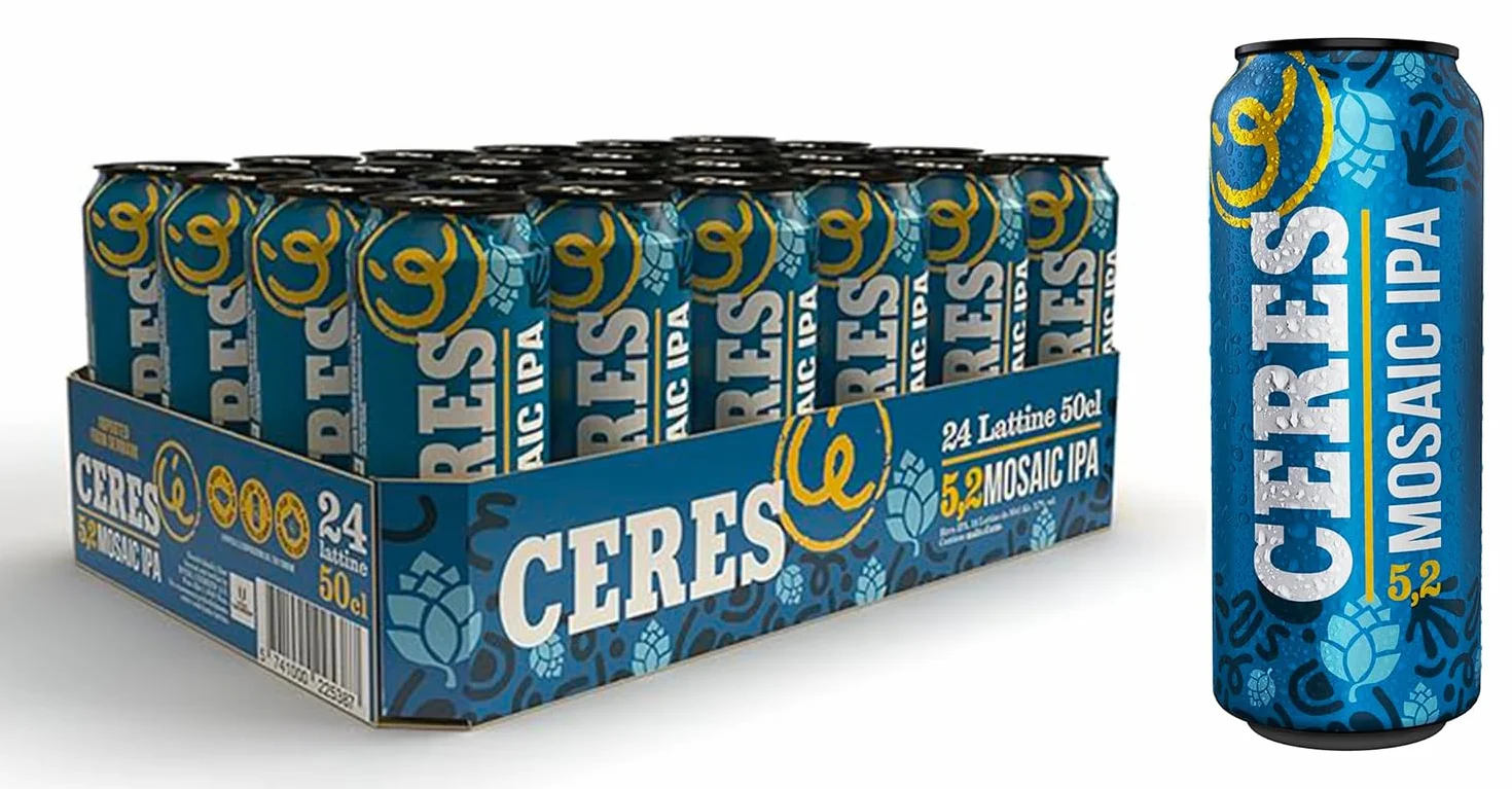 Ceres Mosaic Ipa - 24 Lattine da 50 cl, Birra Indian Pale Ale, Gradazione Alcolica 5,2°C, Gusto Intenso ed Armonioso, Piacevolmente Amara