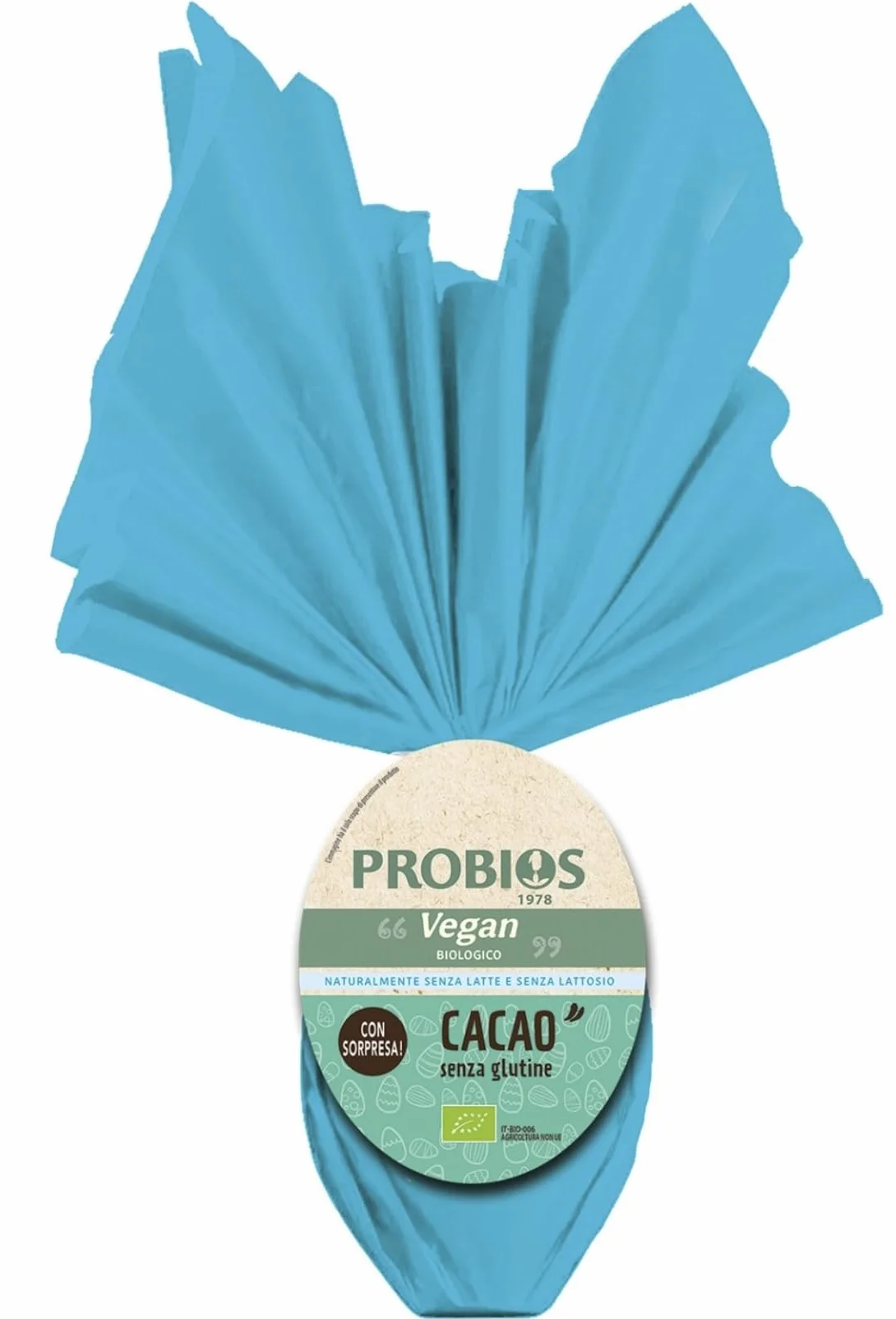 Uovo di Pasqua Vegano -PROBIOS- Vegan Biologioco, Senza Latte Lattosio e Glutine, 200 Grammi