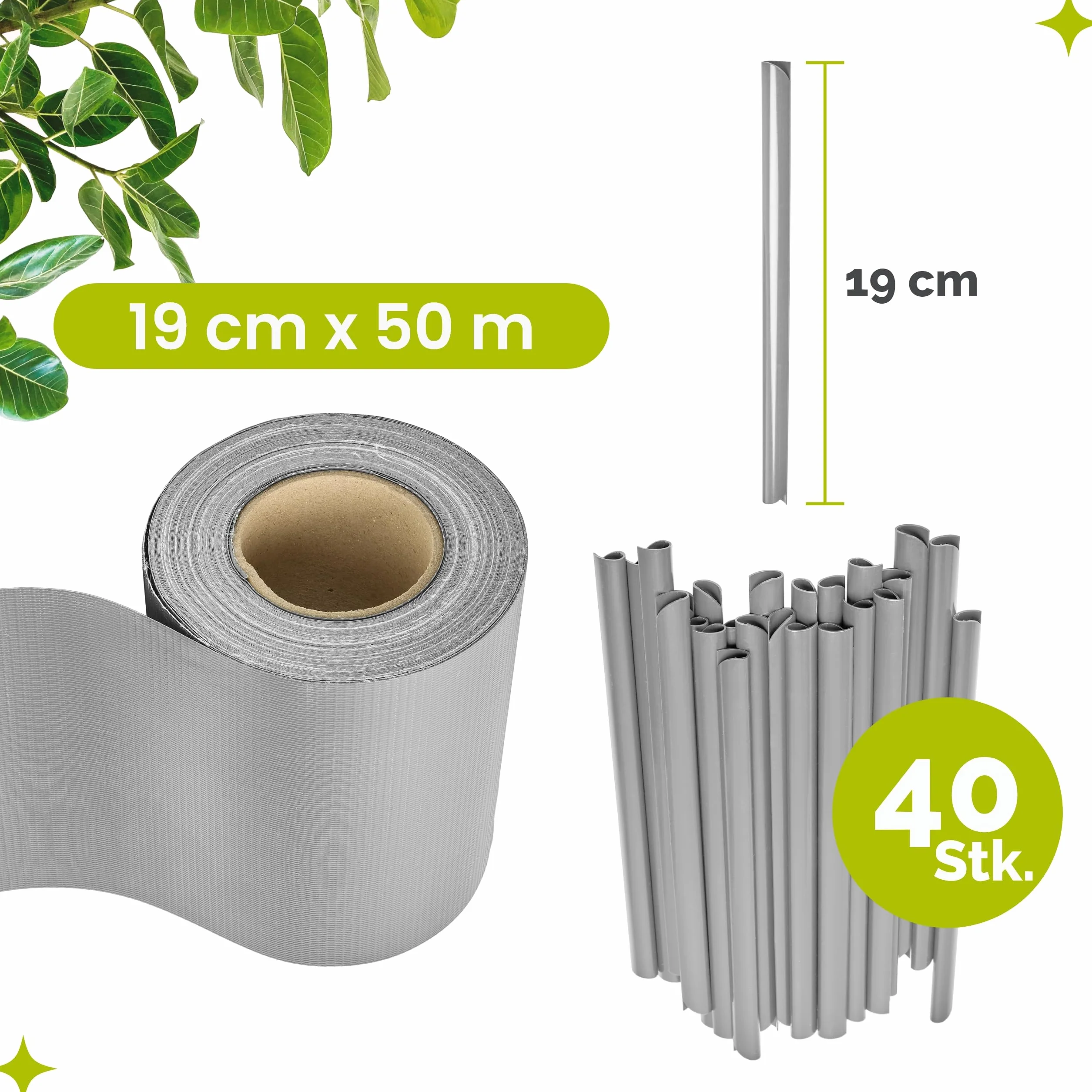 Garronda Strisce frangivista in PVC 19 x 50 cm con Clip di Fissaggio, Ombreggiante per Recinzione da Recinzione Giardino e ringhiera Balcone, Schermo Privacy Esterno GD-0173 Grigio RAL7040