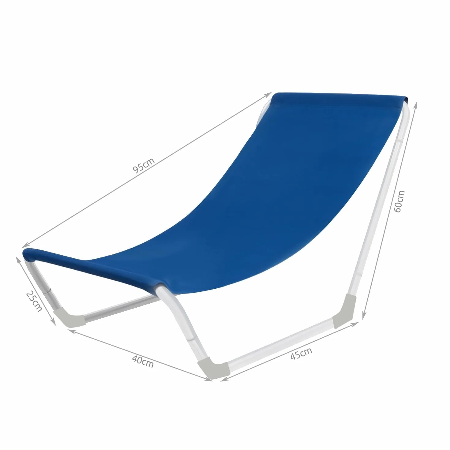 Sdraio da Spiaggia con Borsa da Trasporto Pieghevole, Resistente fino a 110 kg, Impermeabile, per Giardino, Terrazza, Spiaggia, Campeggio, in Acciaio, Blu 23563