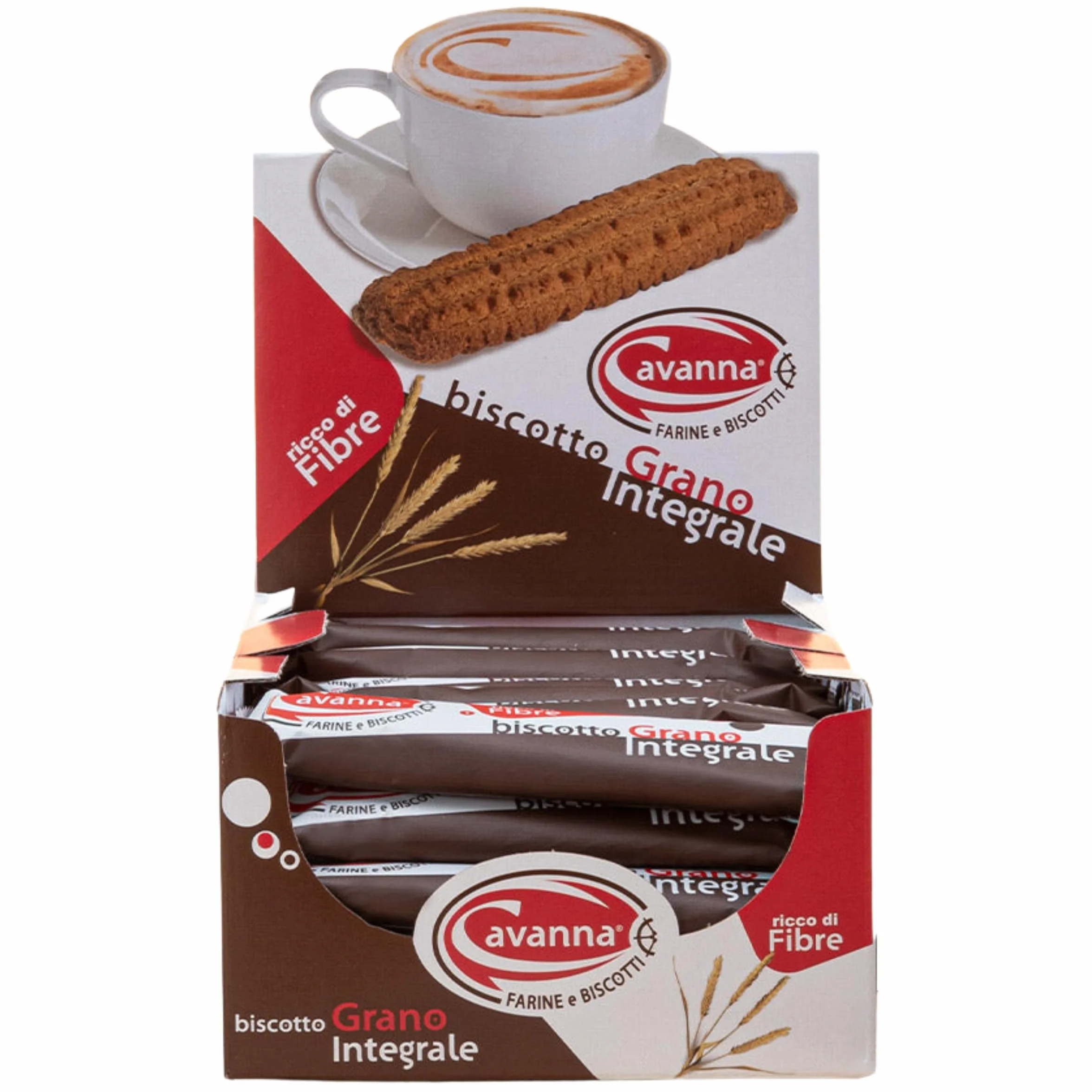 Cavanna Biscotti di grano integrale incartati singolarmente 30 gr - Ricco di fibre (Espositore 30 pezzi) - Made in Italy