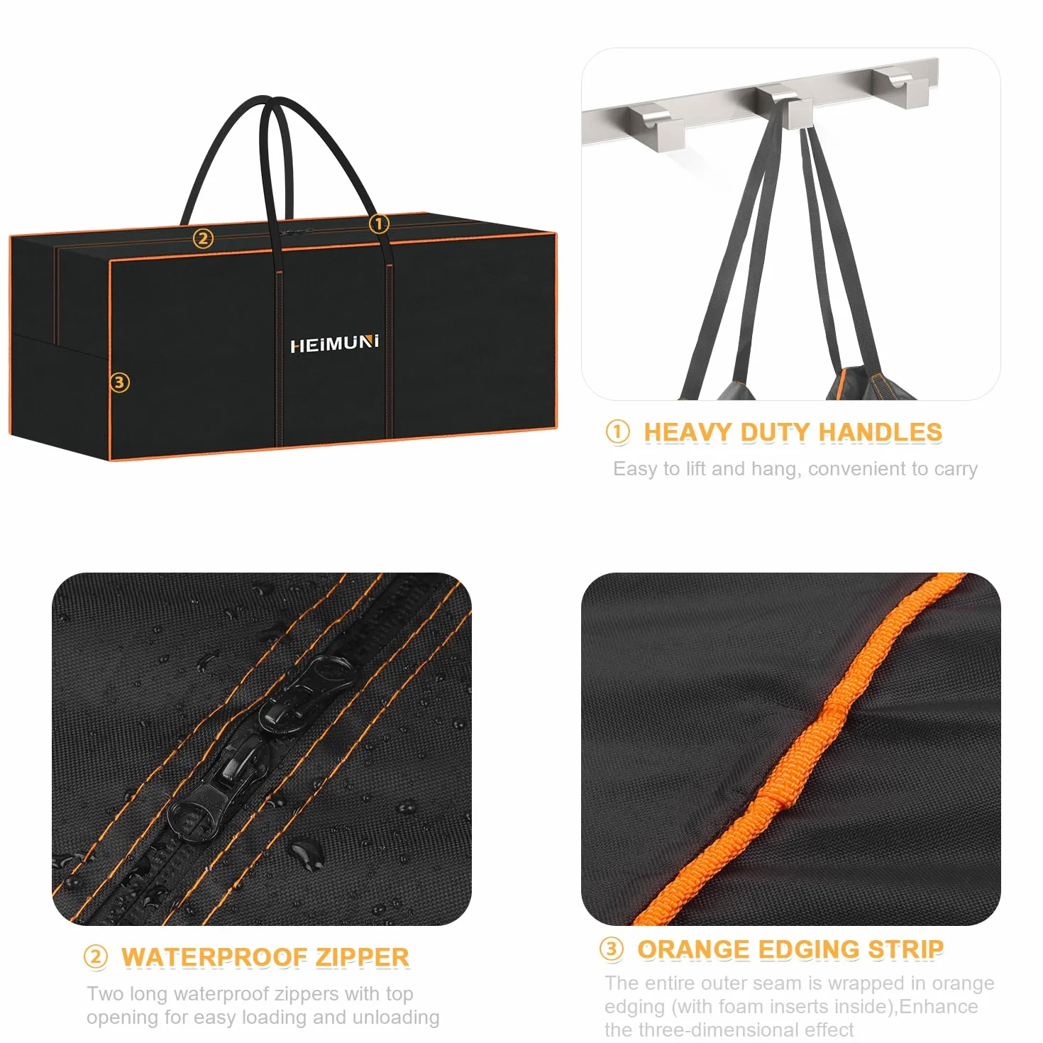 Borsa di Stoccaggio per Esterni, Impermeabile Porta Cuscini da Giardino Con Maniglia, Custodia per Albero di Natale, Custodia Organizer con Maniglie Borsa da Giardino Grande, 180x60x80cm