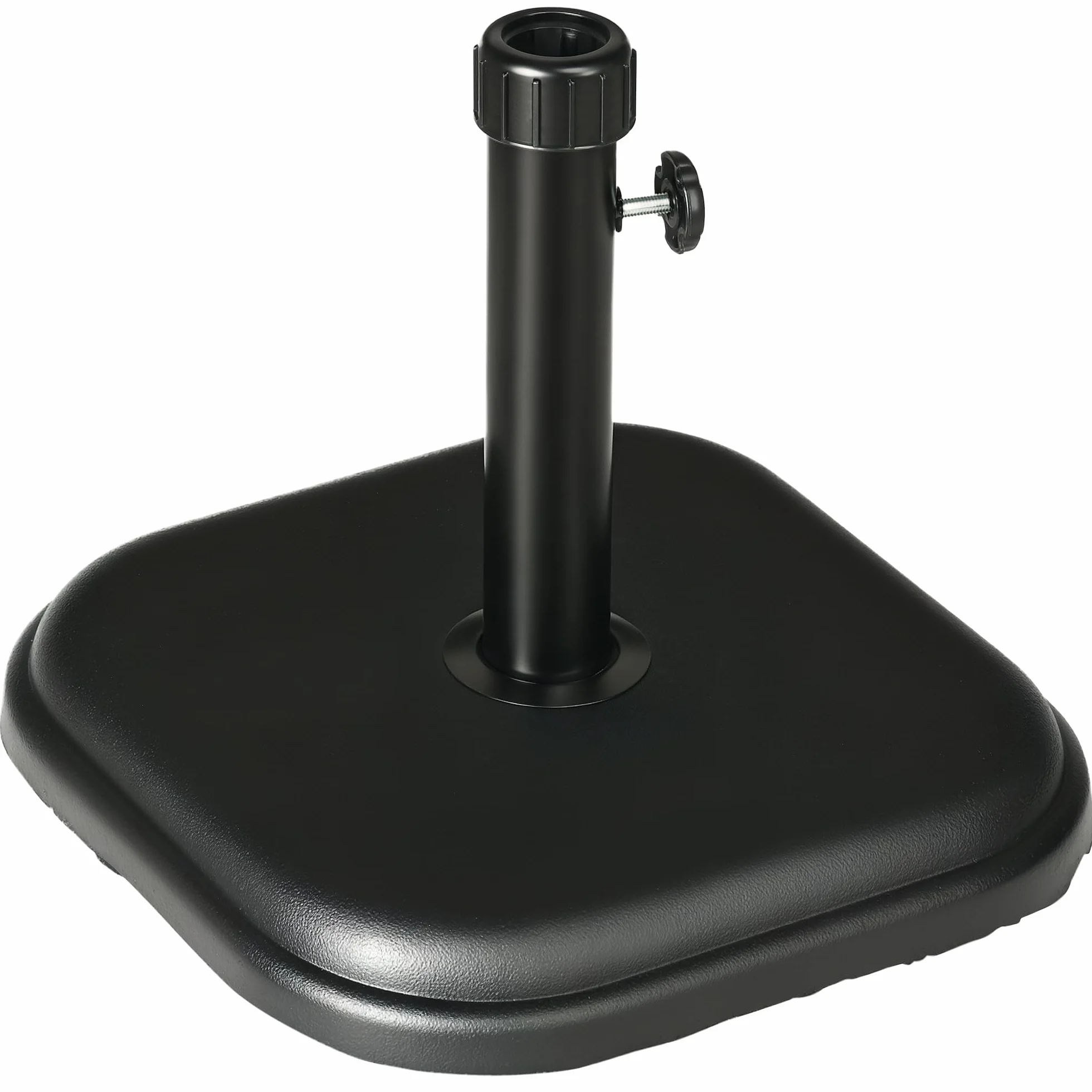 Outsunny Base per Ombrellone da Giardino in Plastica e Cemento da 11kg, Basamento per Ombrellone con Palo da 32-38mm, 36x36x31cm, Nero